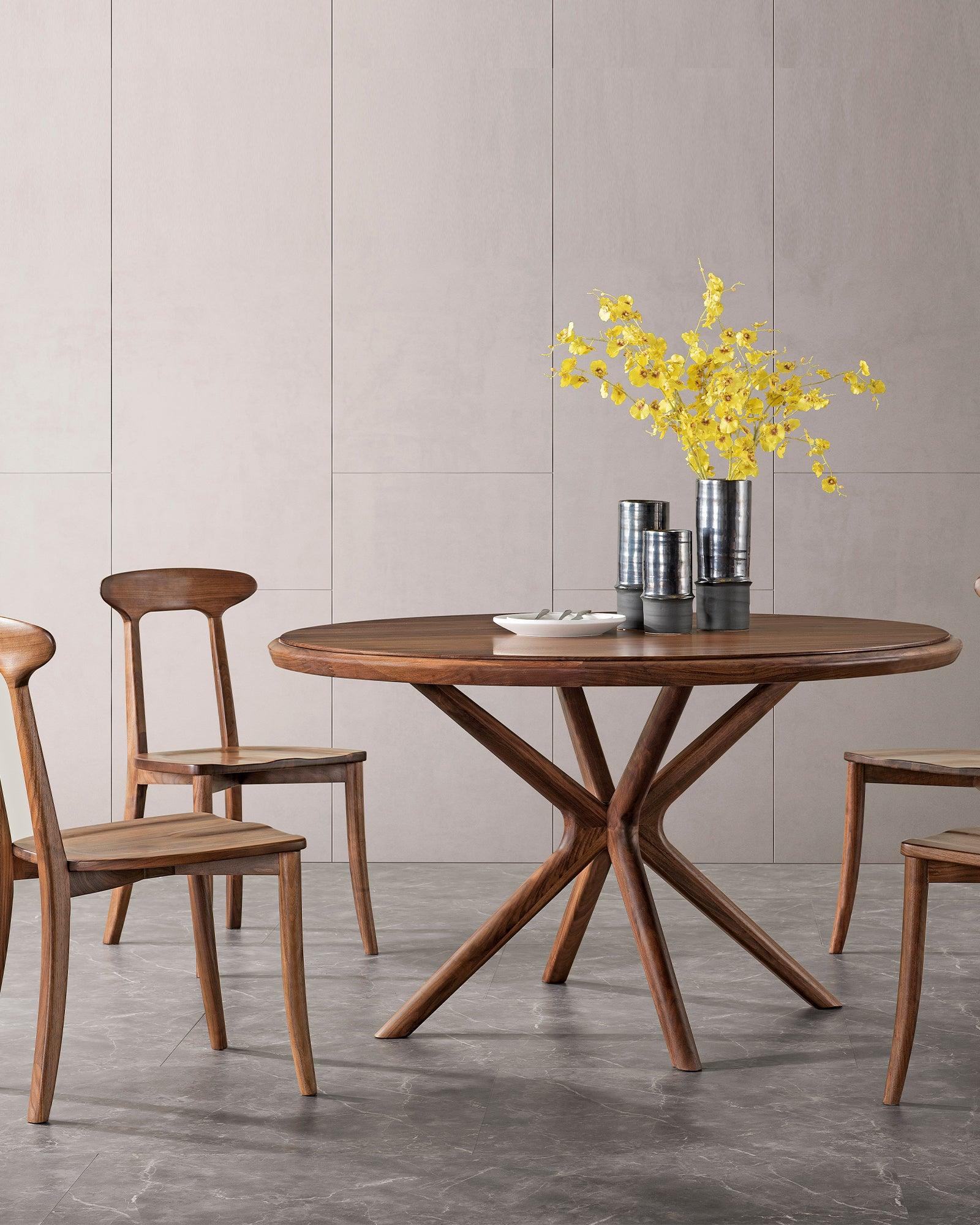 Walnut Round Dining Table - at KUMO HOME