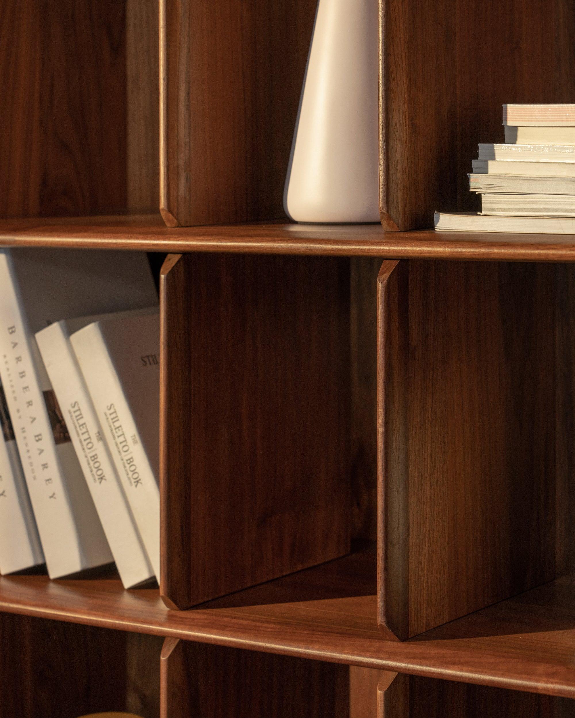 Plato Hallway Bookcase with 6 Open Shelves | Walnut Room Divider | | KUMO HOME