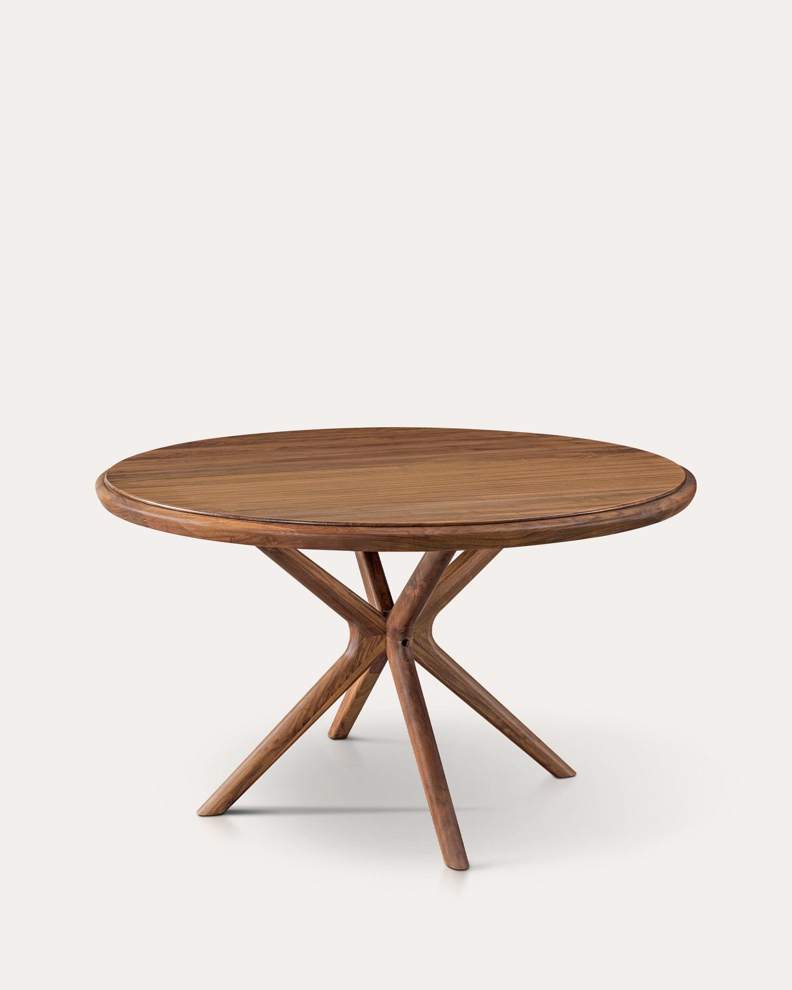 Walnut Round Dining Table And Chair Set - at KUMO HOME