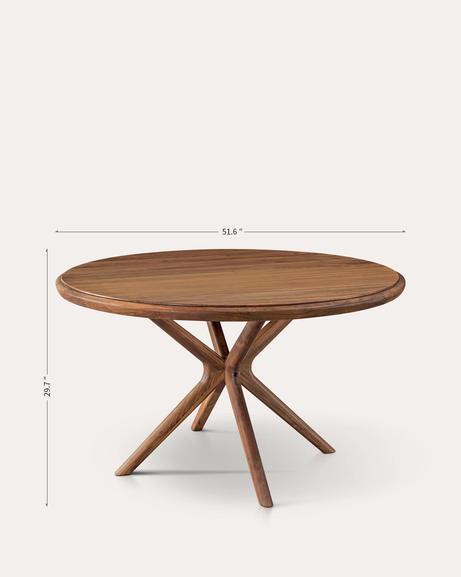 Walnut Round Dining Table And Chair Set - at KUMO HOME
