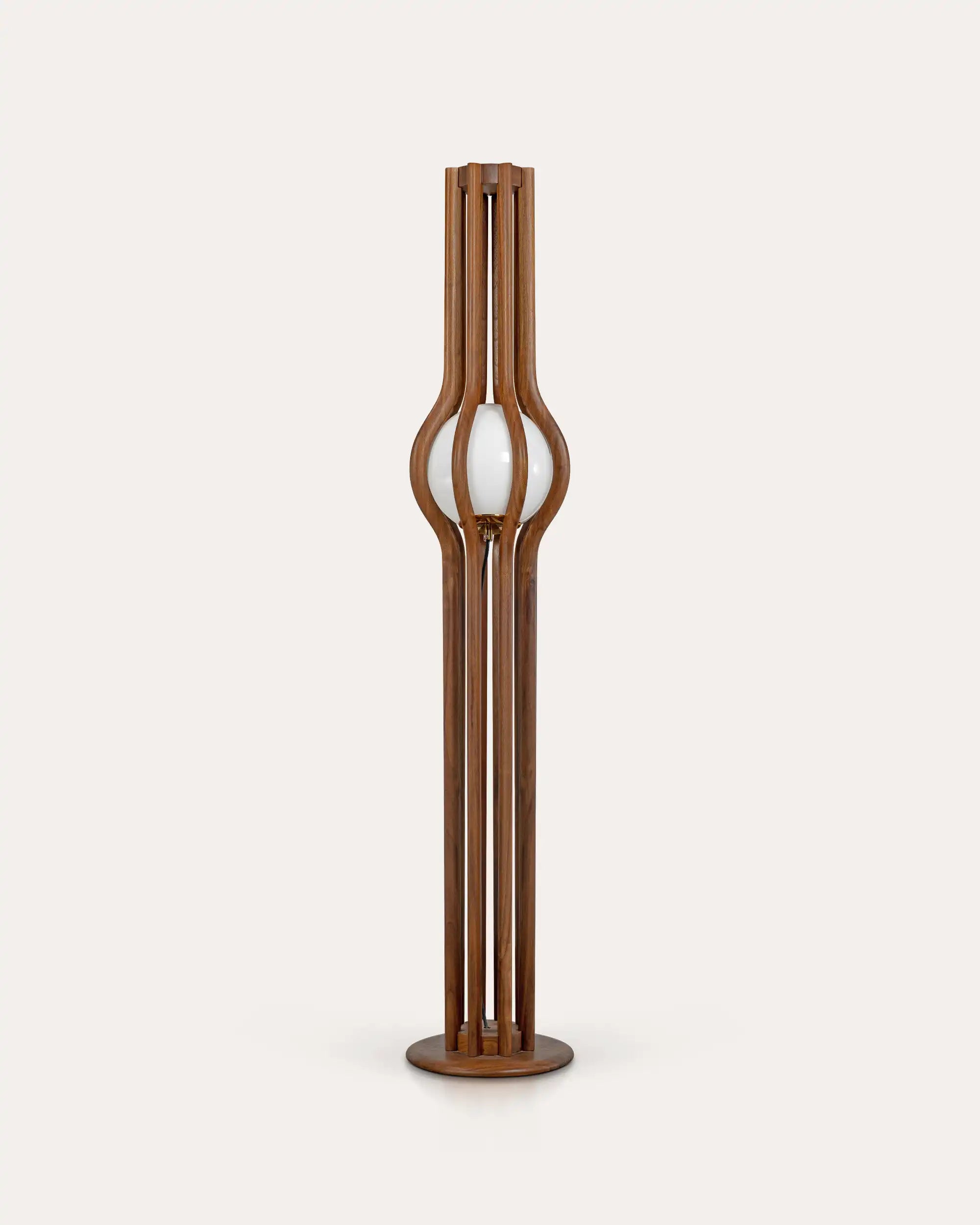 Lunar Floor Walnut Lamp - at KUMO HOME