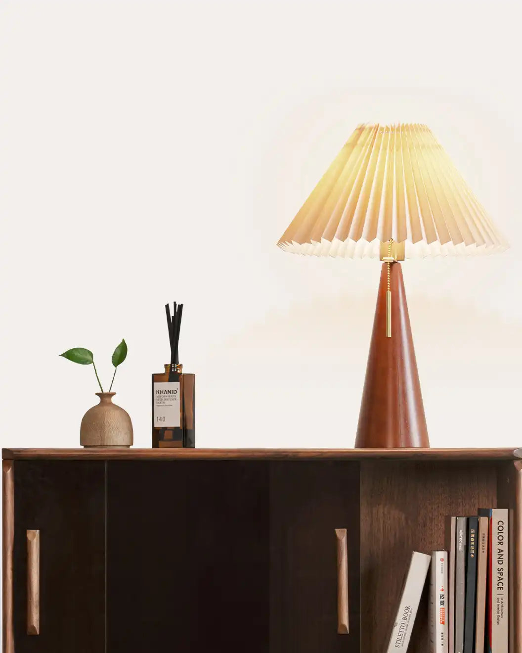 Aurelia Oak Pleat Table Lamp - at KUMO HOME