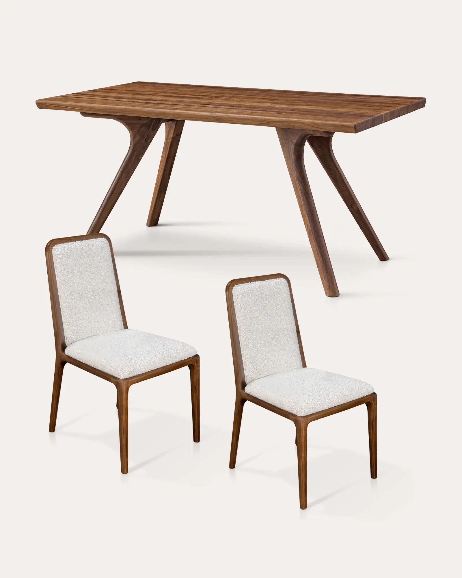Black Walnut Slab Dining Table And Chairs Set - at KUMO HOME