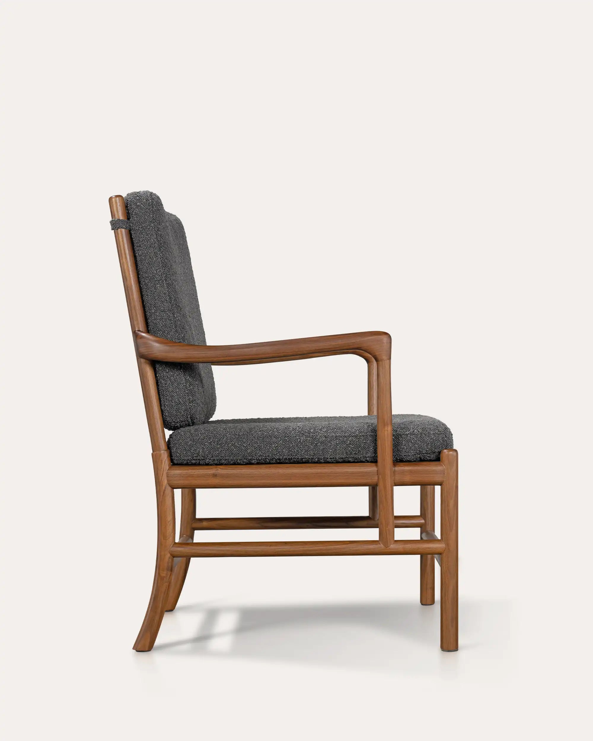 Boucle Colonial Chair With Solid Wood Frame - at KUMO HOME