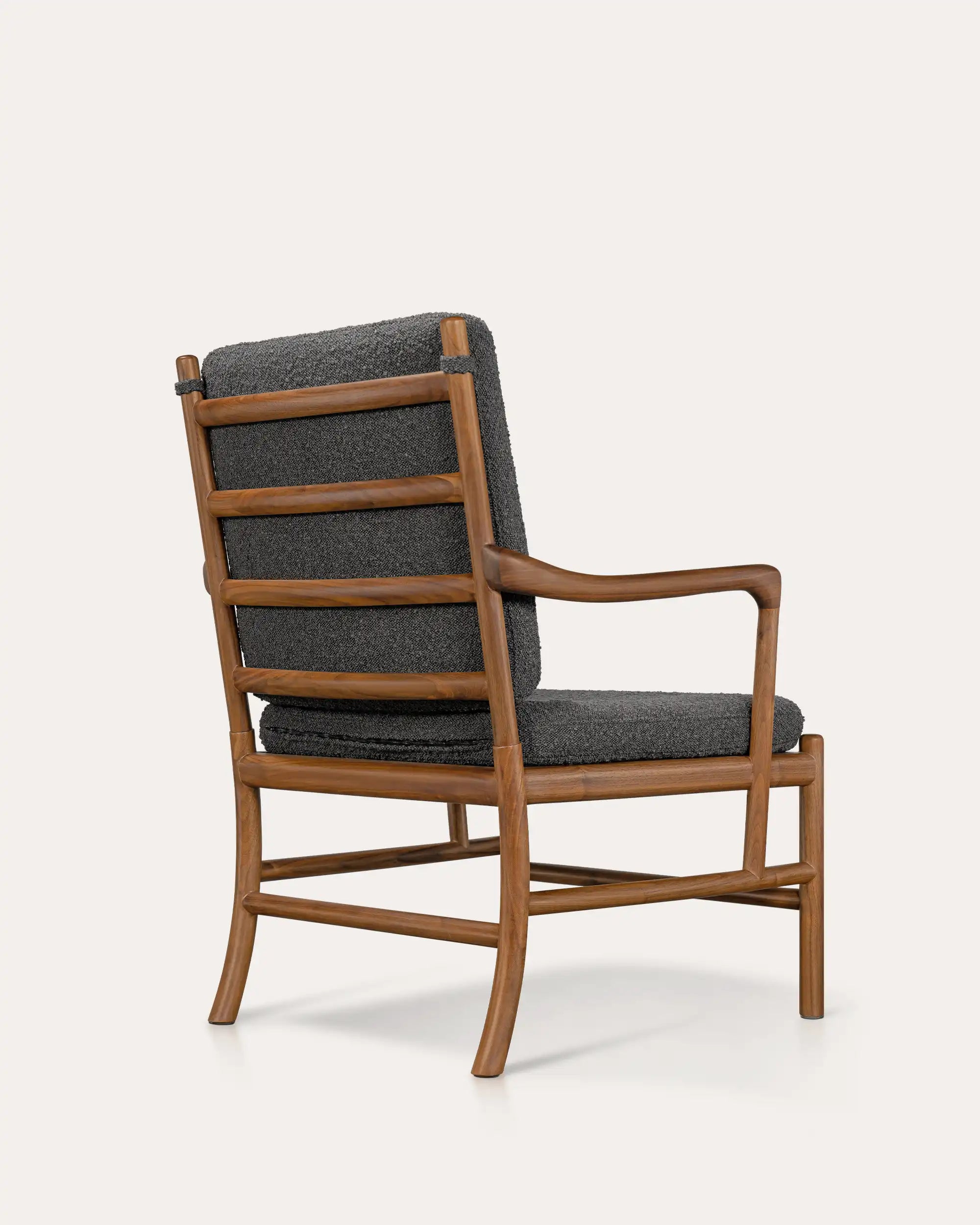 Boucle Colonial Chair With Solid Wood Frame - at KUMO HOME