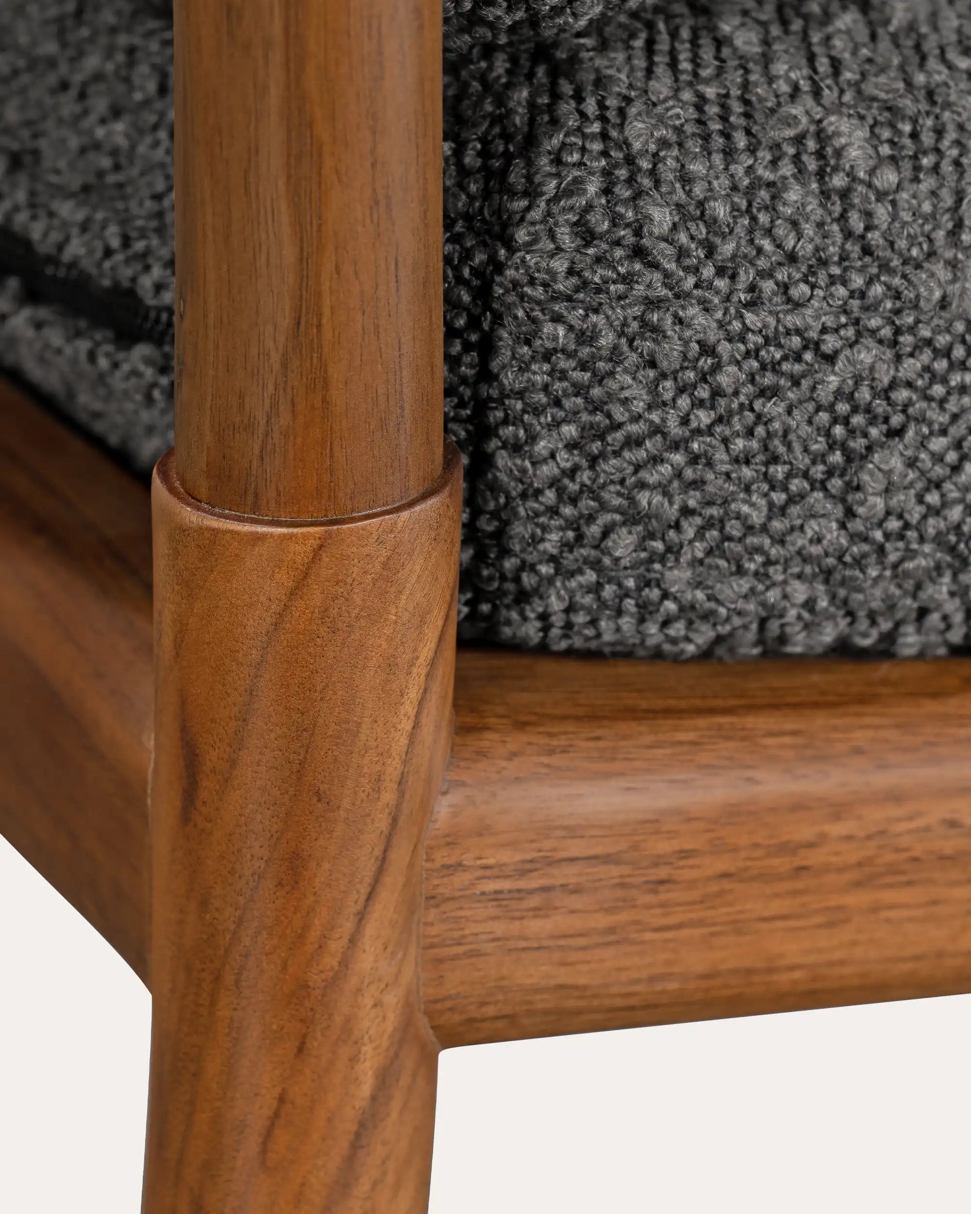 Boucle Colonial Chair With Solid Wood Frame - at KUMO HOME