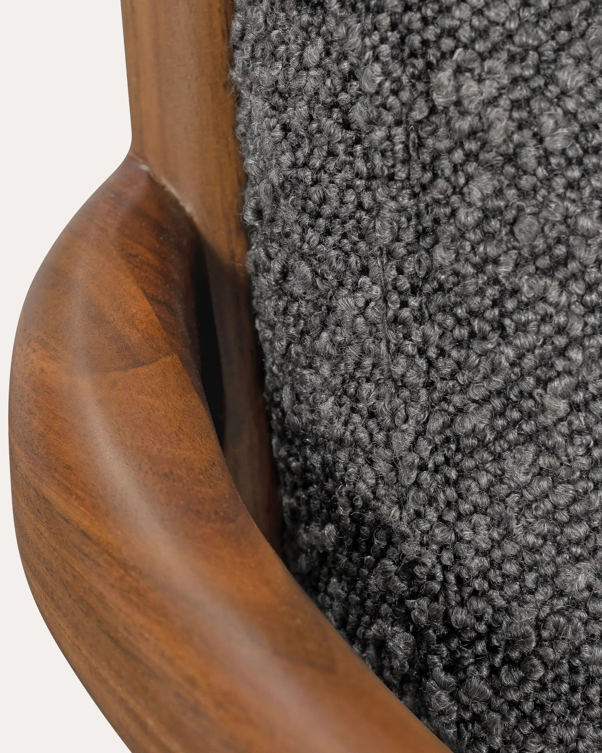 Boucle Colonial Chair With Solid Wood Frame - at KUMO HOME