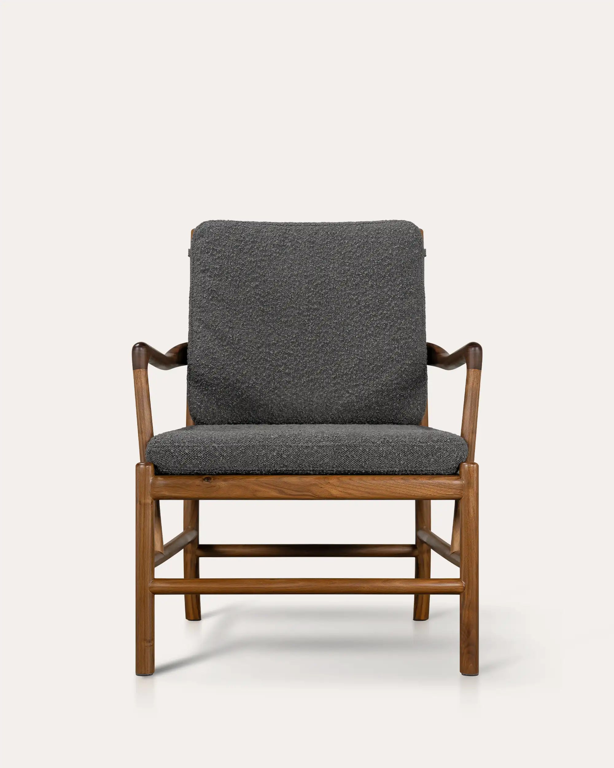 Boucle Colonial Chair With Solid Wood Frame - at KUMO HOME