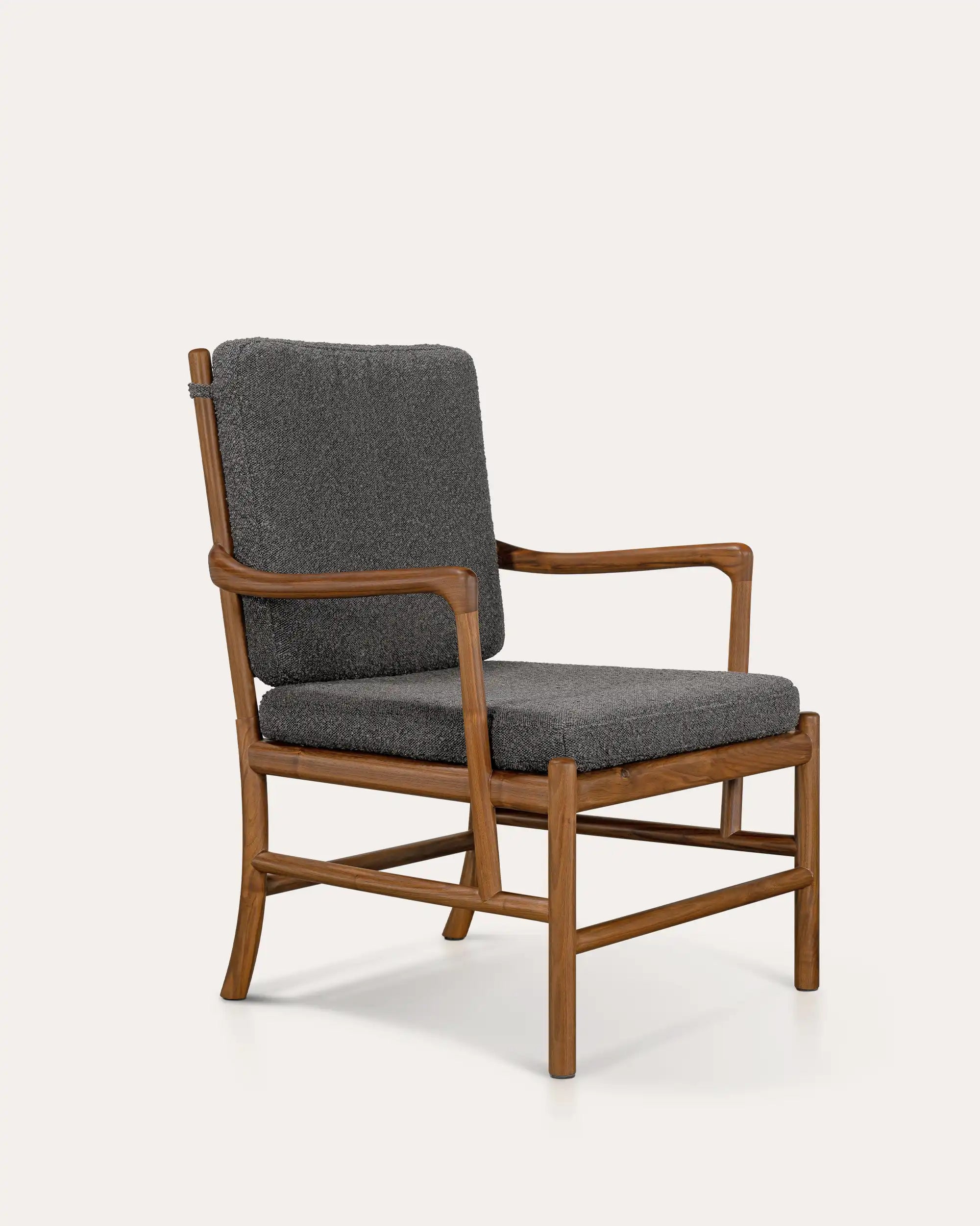 Boucle Colonial Chair With Solid Wood Frame - at KUMO HOME