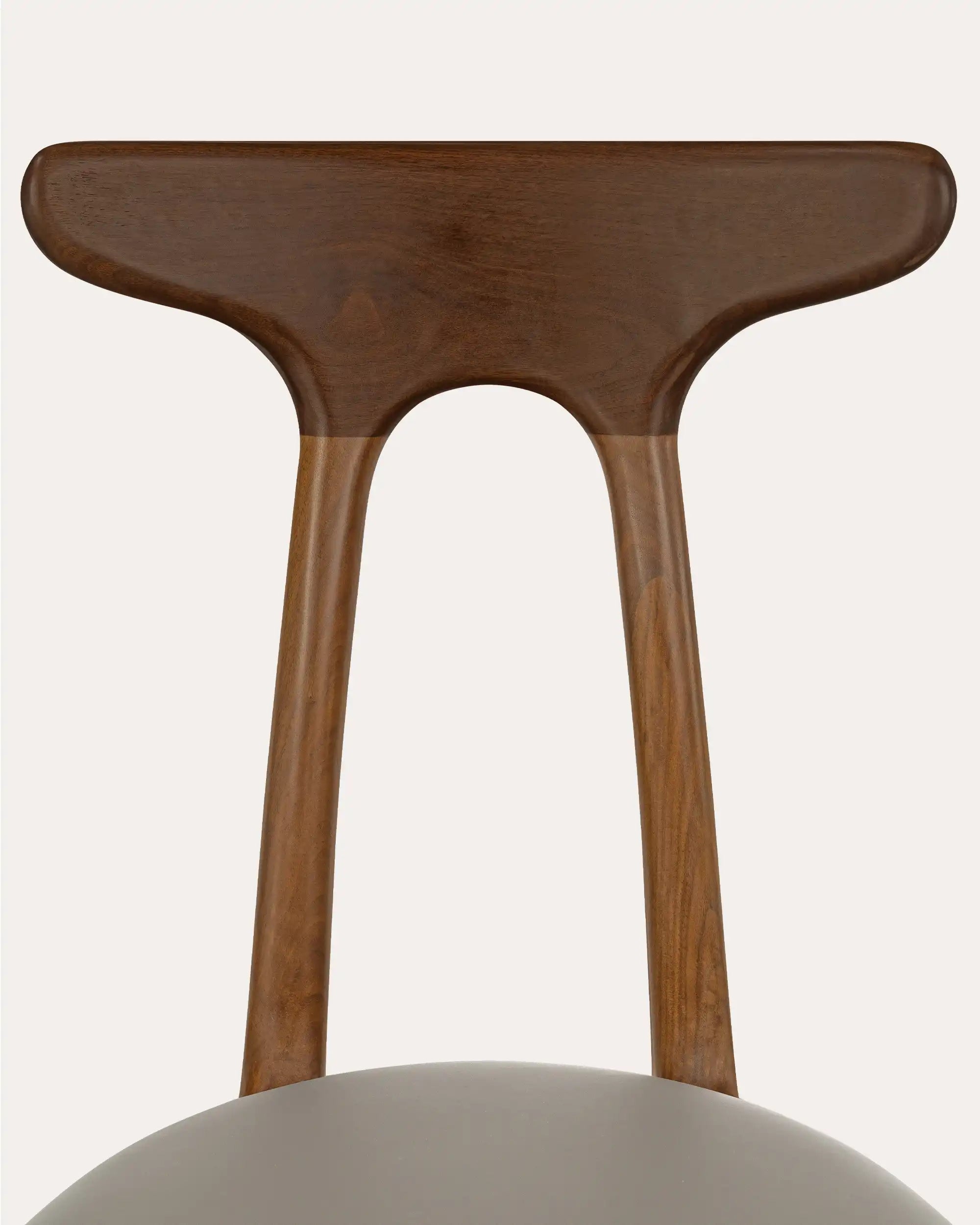 Compas Walnut T-Back Leather Dining Chair - at KUMO HOME