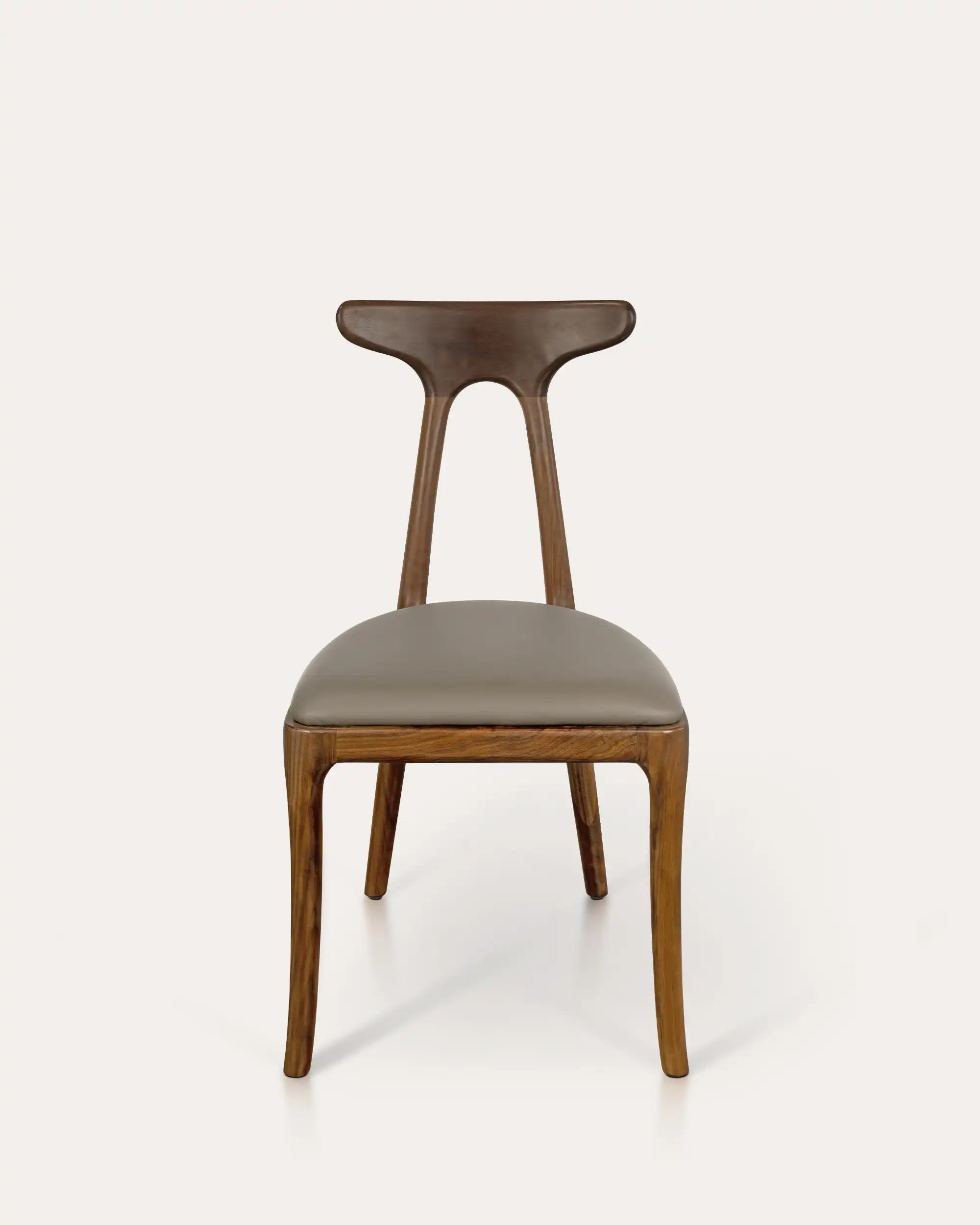 Compas Walnut T-Back Leather Dining Chair - at KUMO HOME