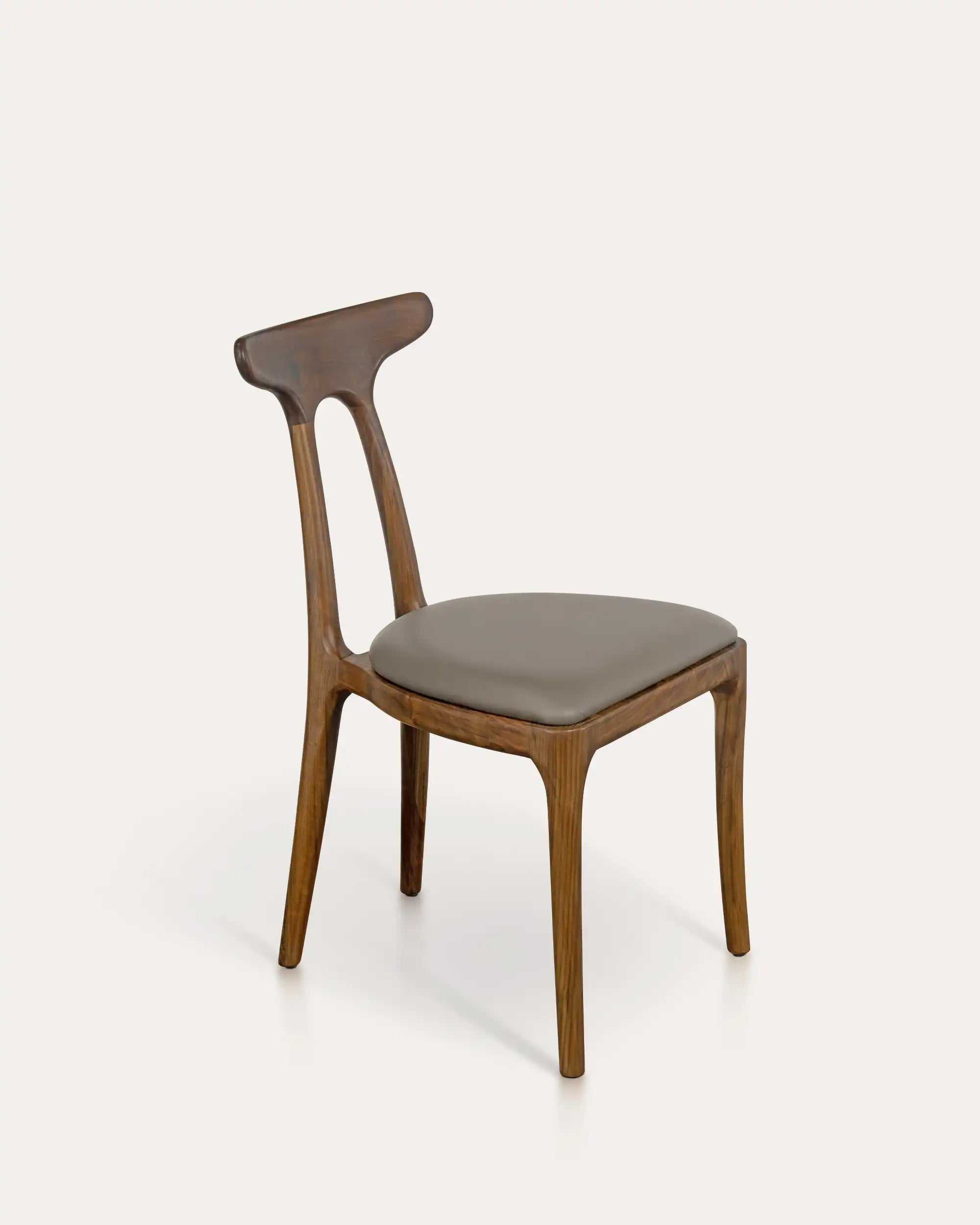 Compas Walnut T-Back Leather Dining Chair - at KUMO HOME