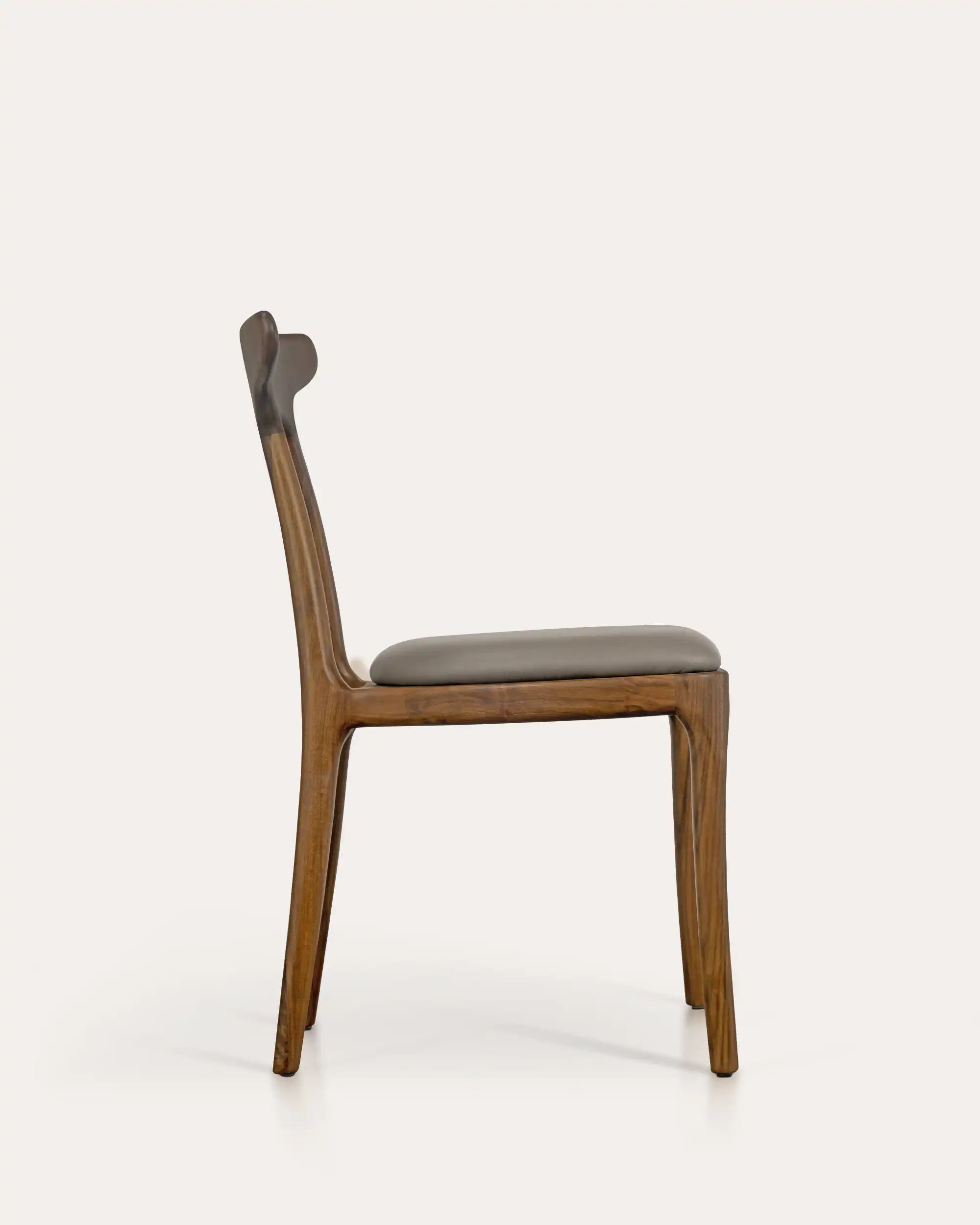 Compas Walnut T-Back Leather Dining Chair - at KUMO HOME
