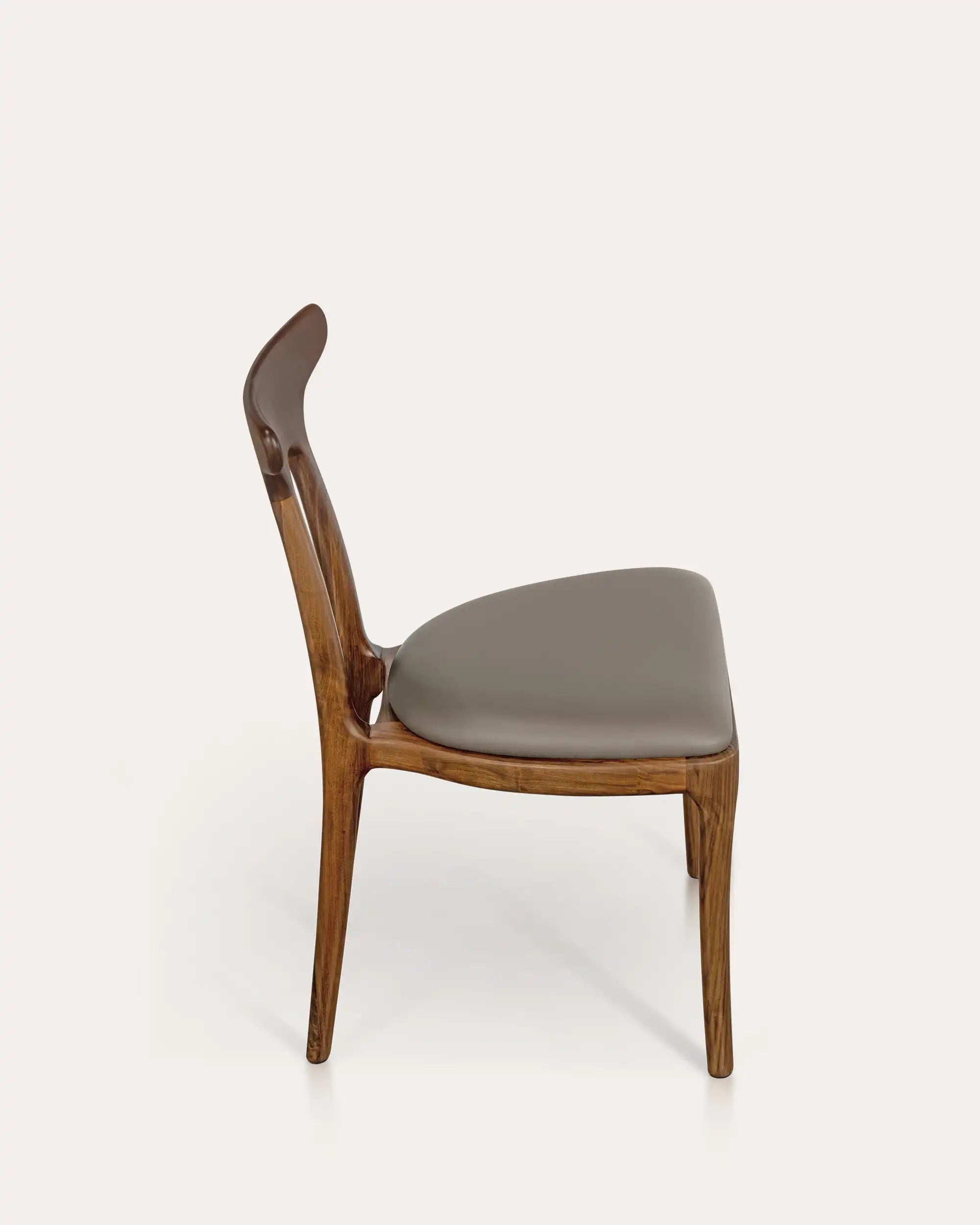Compas Walnut T-Back Leather Dining Chair - at KUMO HOME