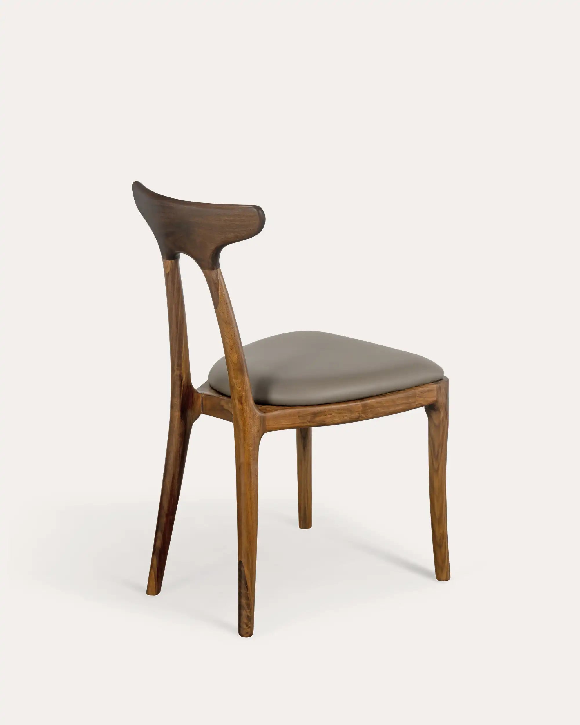 Compas Walnut T-Back Leather Dining Chair - at KUMO HOME