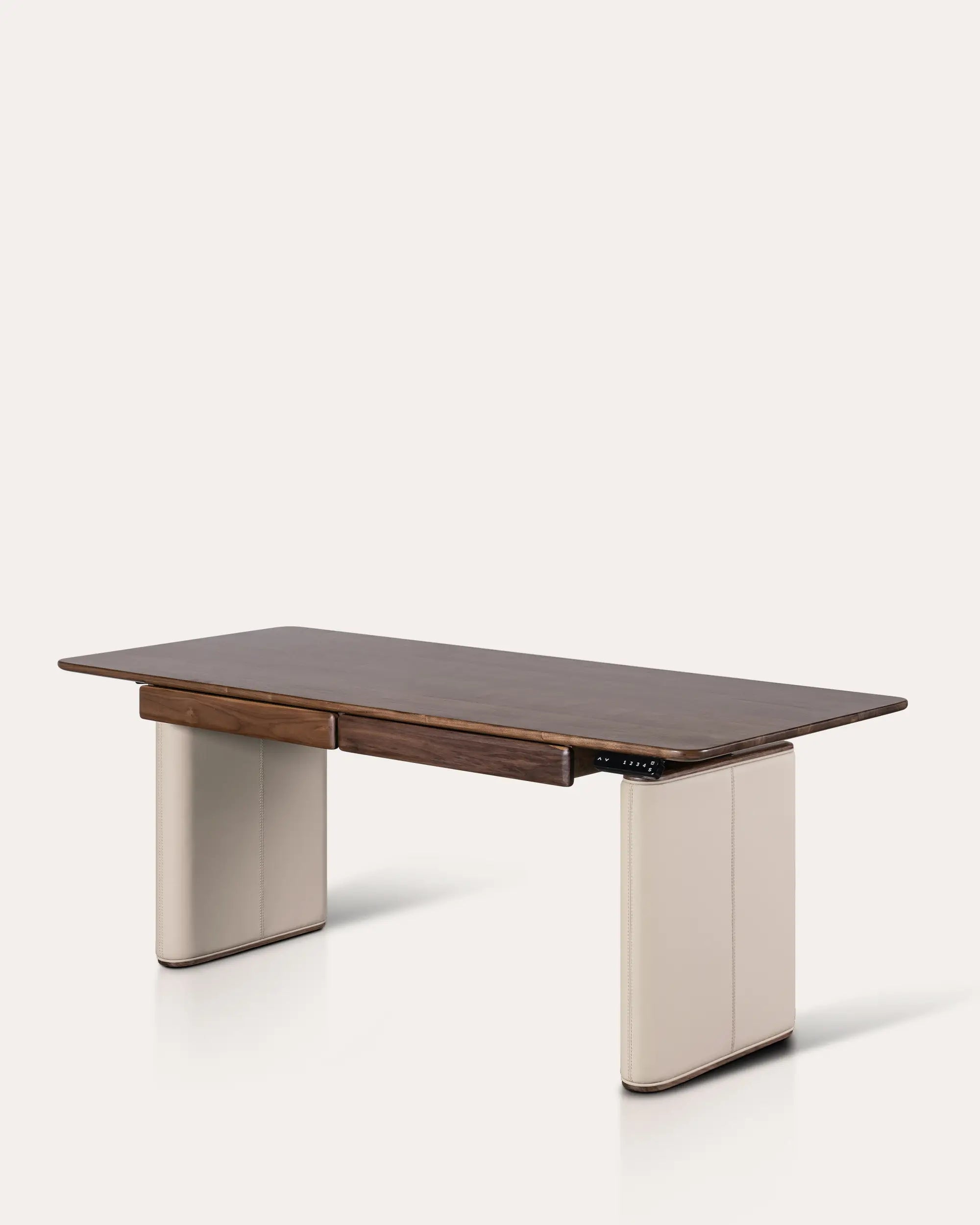 Lofte Mid-century Modern Electric Adjustable Walnut Desk - at KUMO HOME