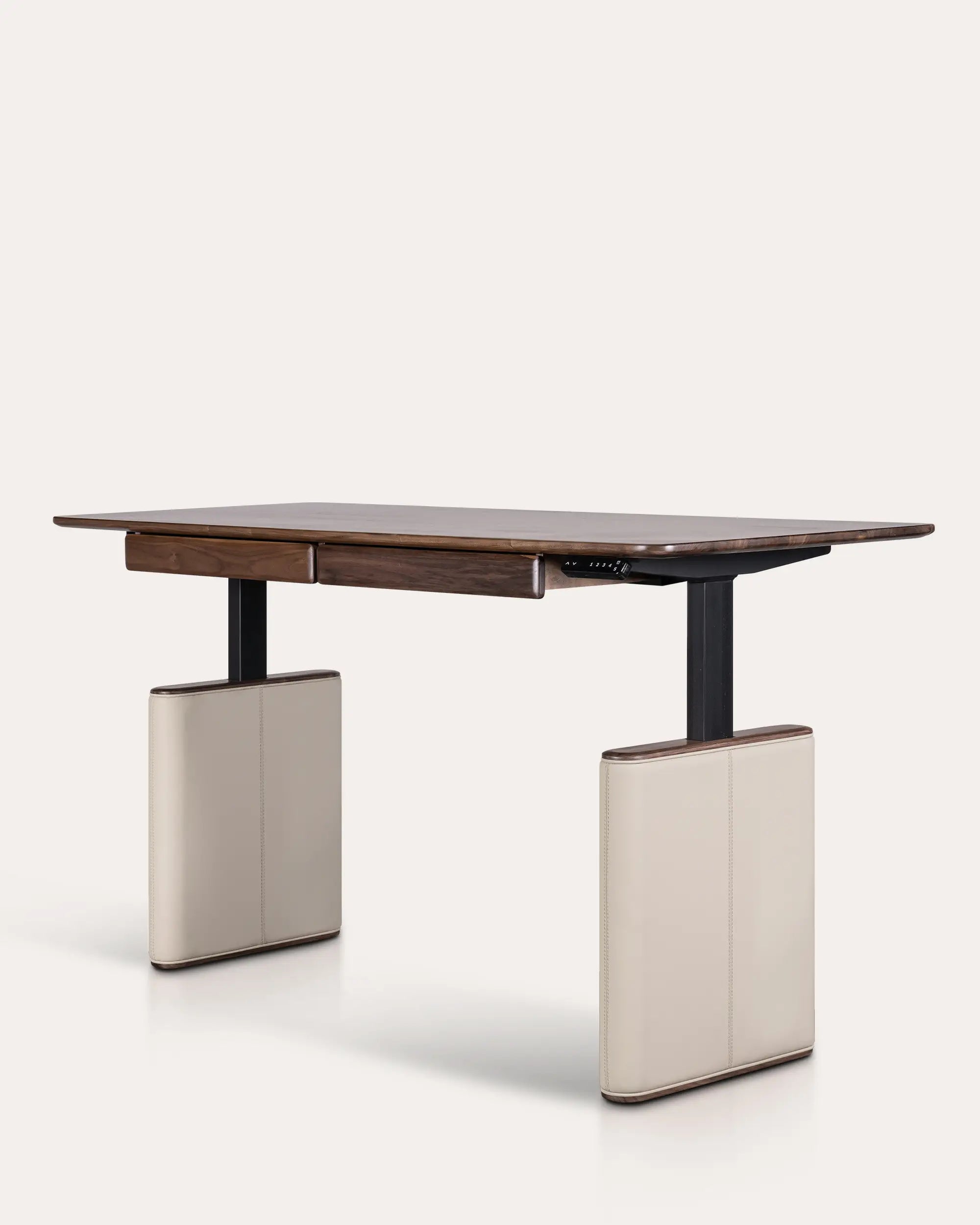 Lofte Mid-century Modern Electric Adjustable Walnut Desk - at KUMO HOME