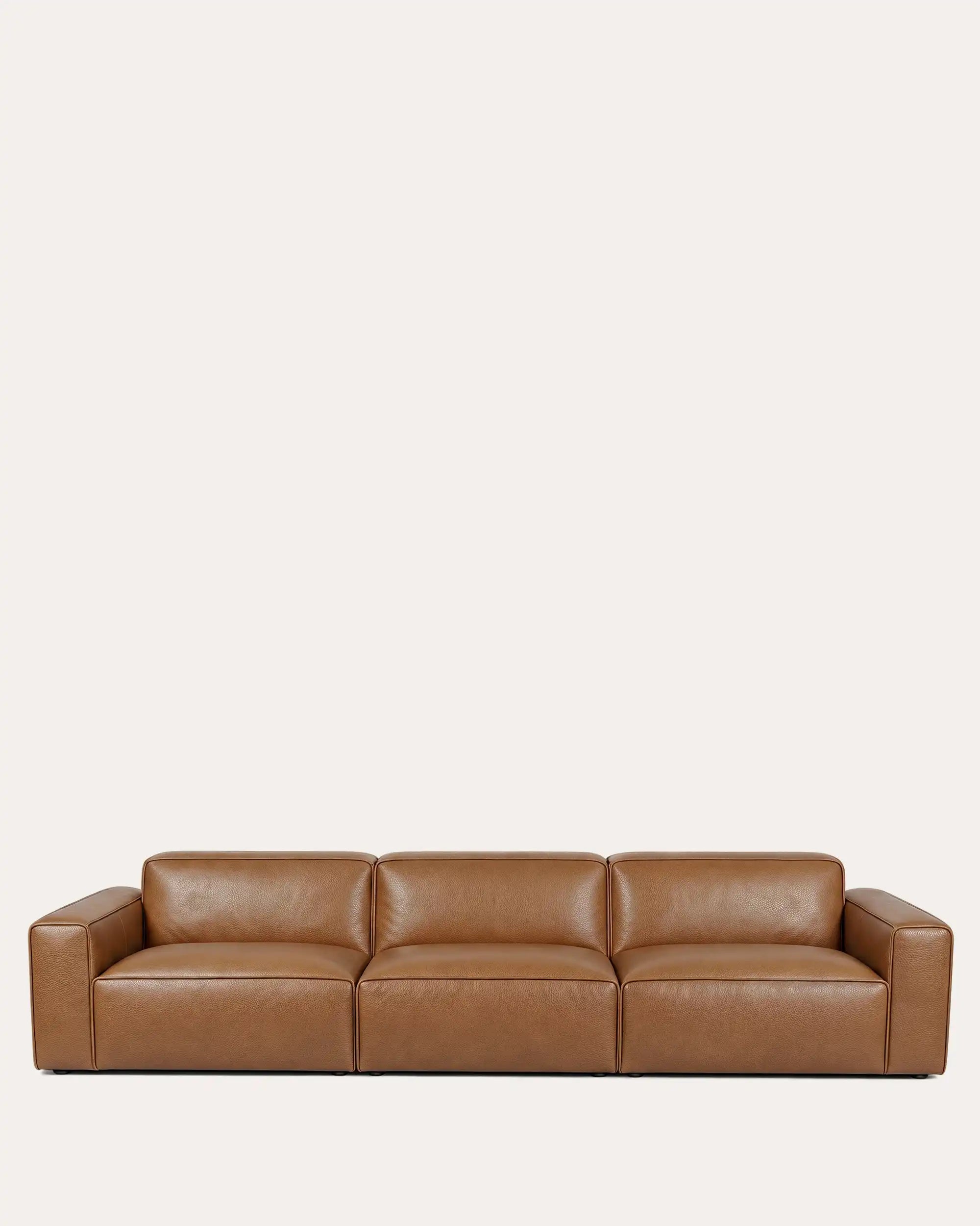 Canvas Modular Walnut Leather Sofa - L-shaped