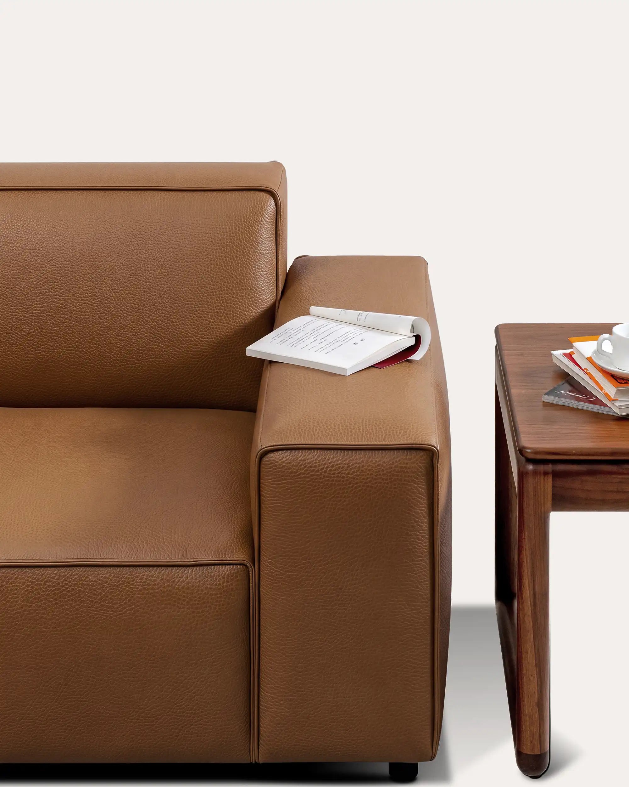 Verona Modular Walnut Leather Sofa - L-shaped | | KUMO HOME