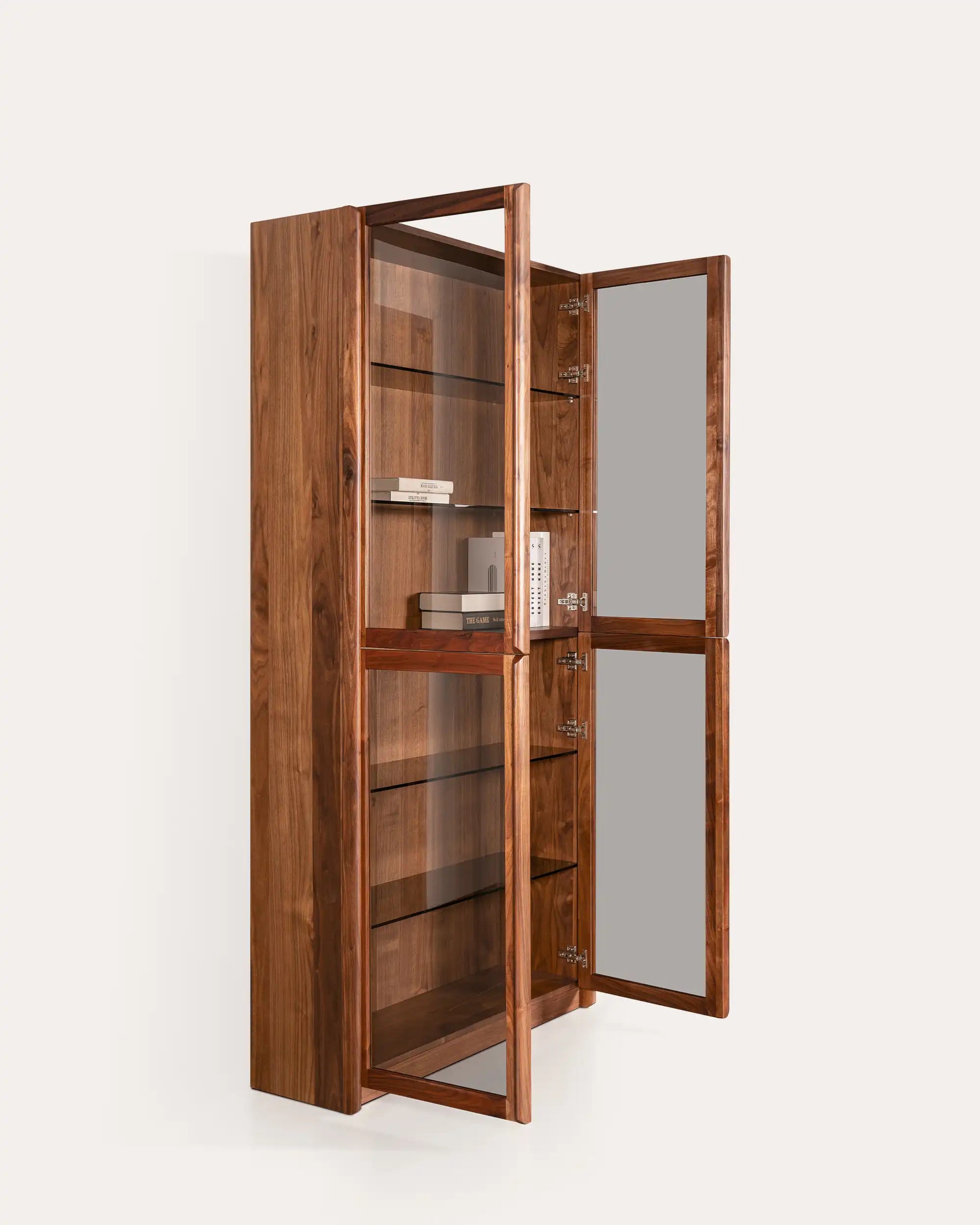 Plato Horizon Walnut & Glass Collector’s Display Cabinet | | KUMO HOME
