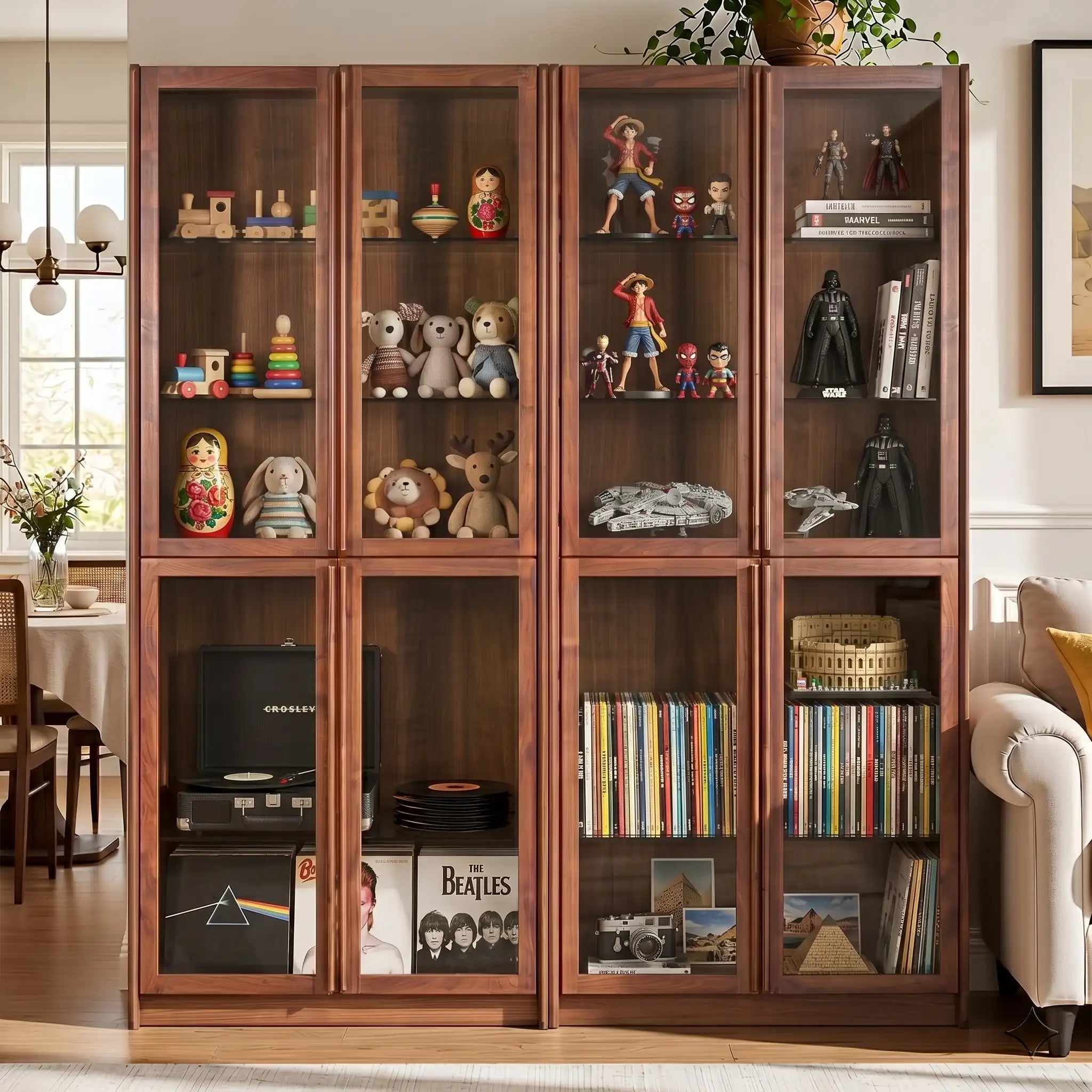 Plato Horizon Walnut & Glass Collector’s Display Cabinet | | KUMO HOME