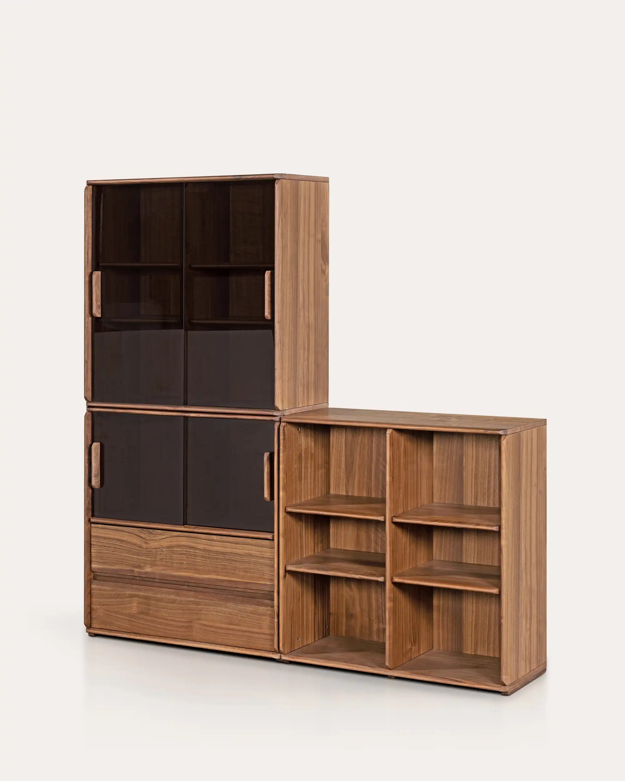 Soho Walnut Storage Cabinet Combination | Modular Design - at KUMO HOME