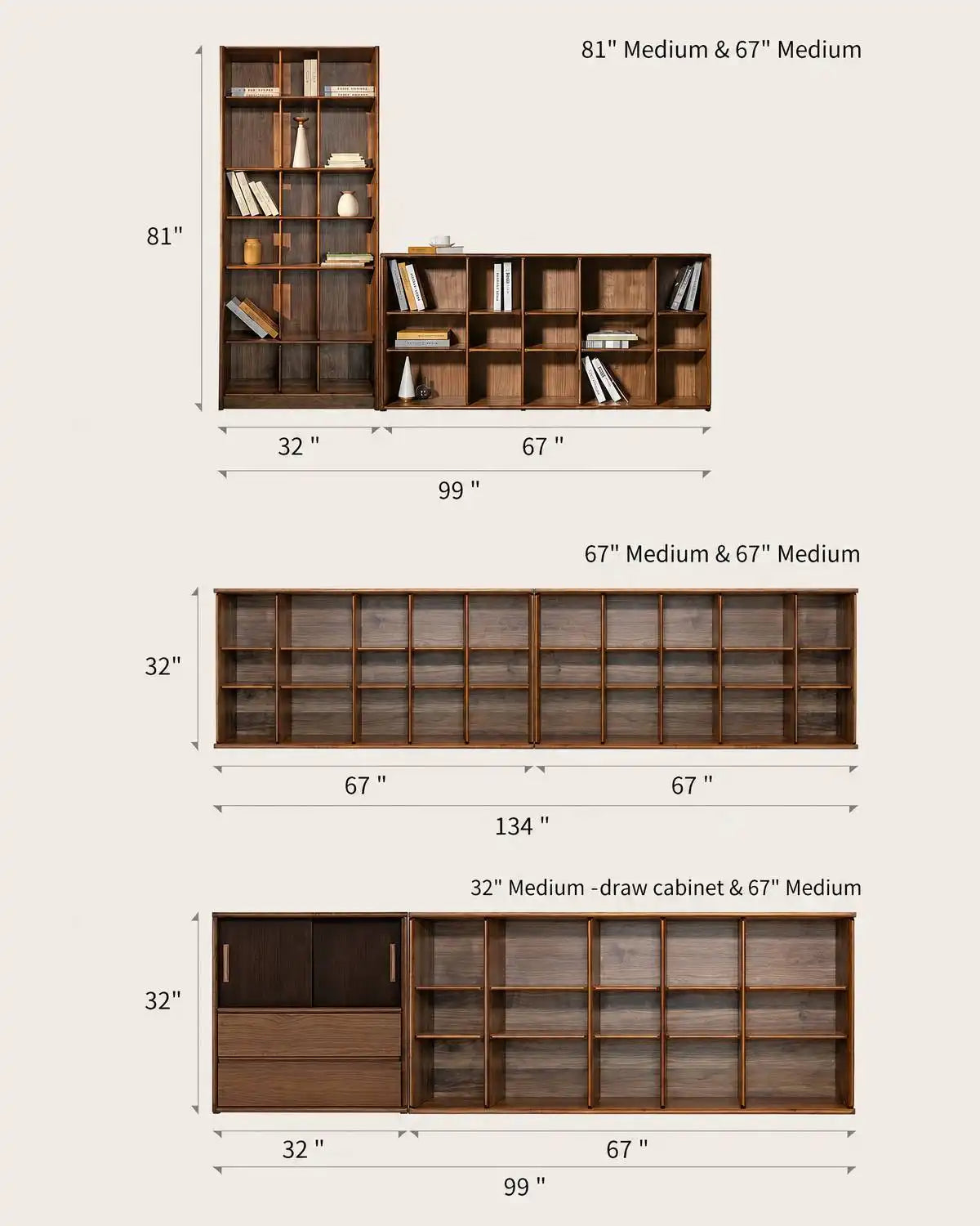 Plato Solid Wood Bookcase | Sideboard | KUMO HOME