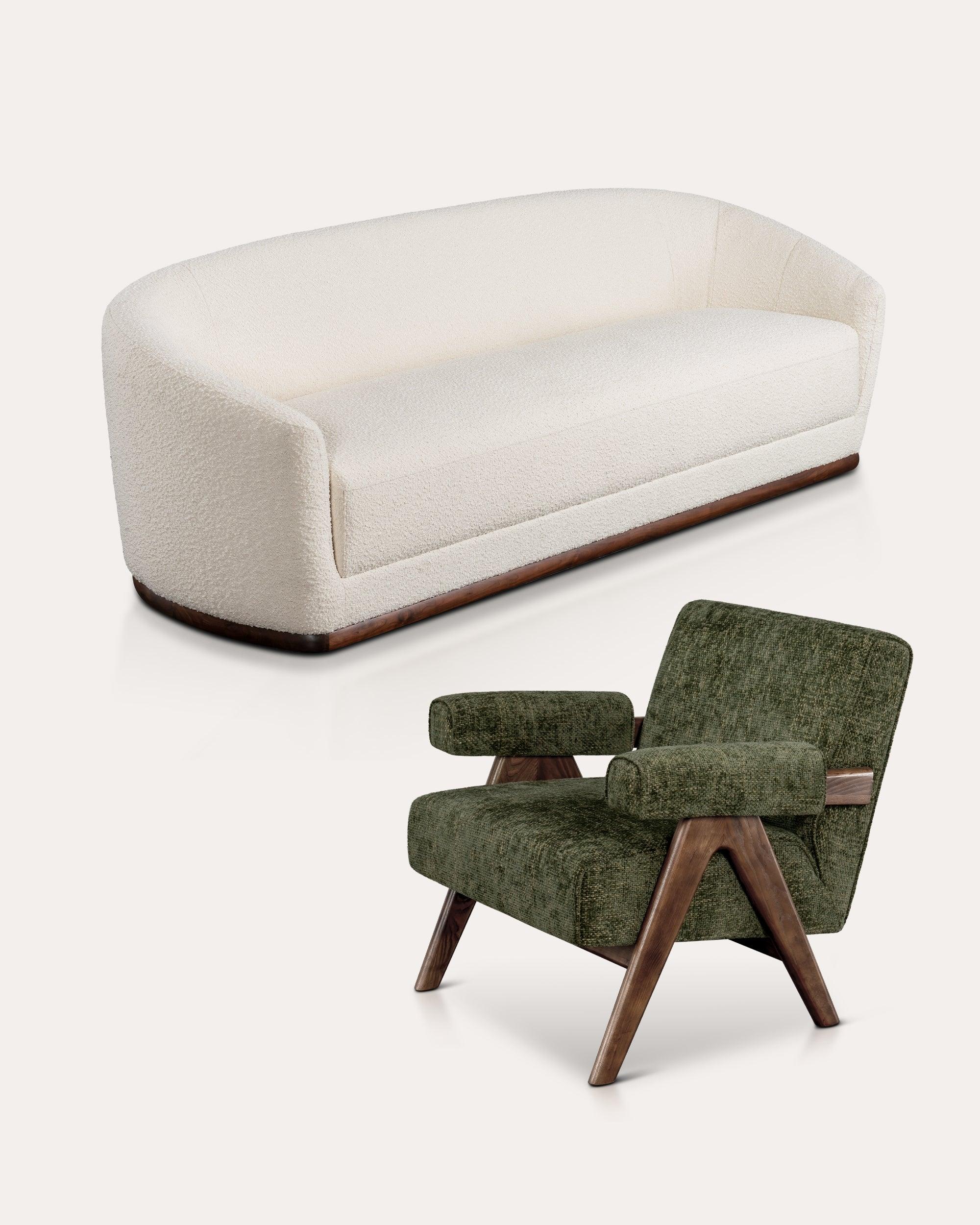 Cleo Sofa And Enzo Chair Set - at KUMO HOME