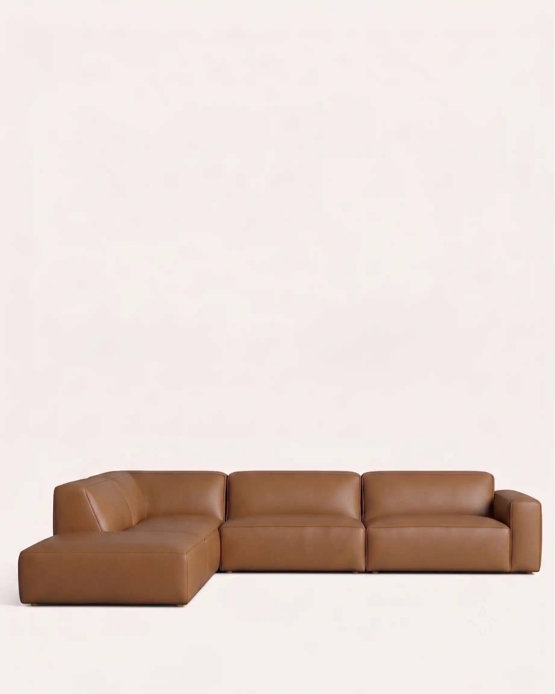 Verona Modular Walnut Leather Sofa - L-shaped | | KUMO HOME