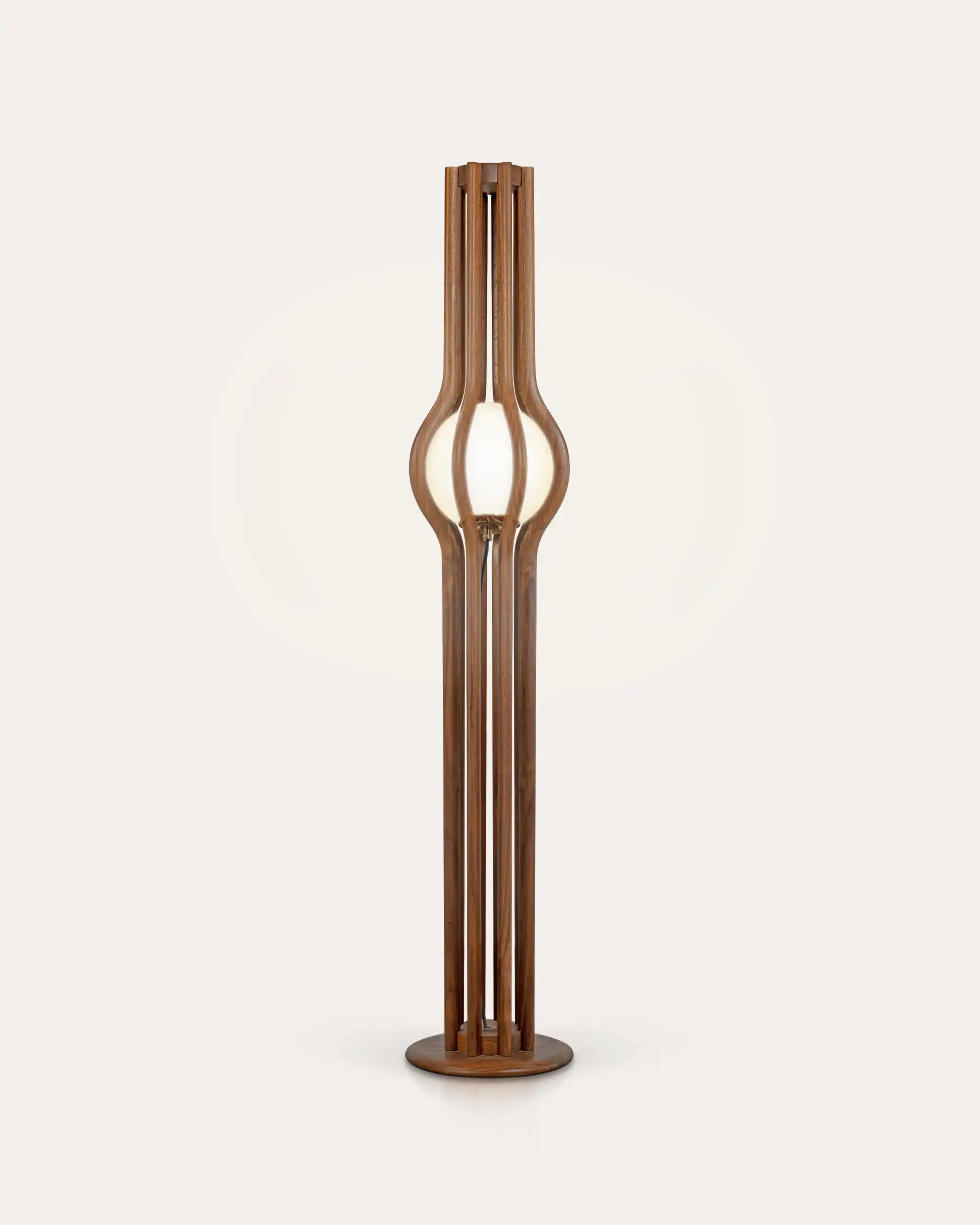 Lunar Floor Walnut Lamp - at KUMO HOME