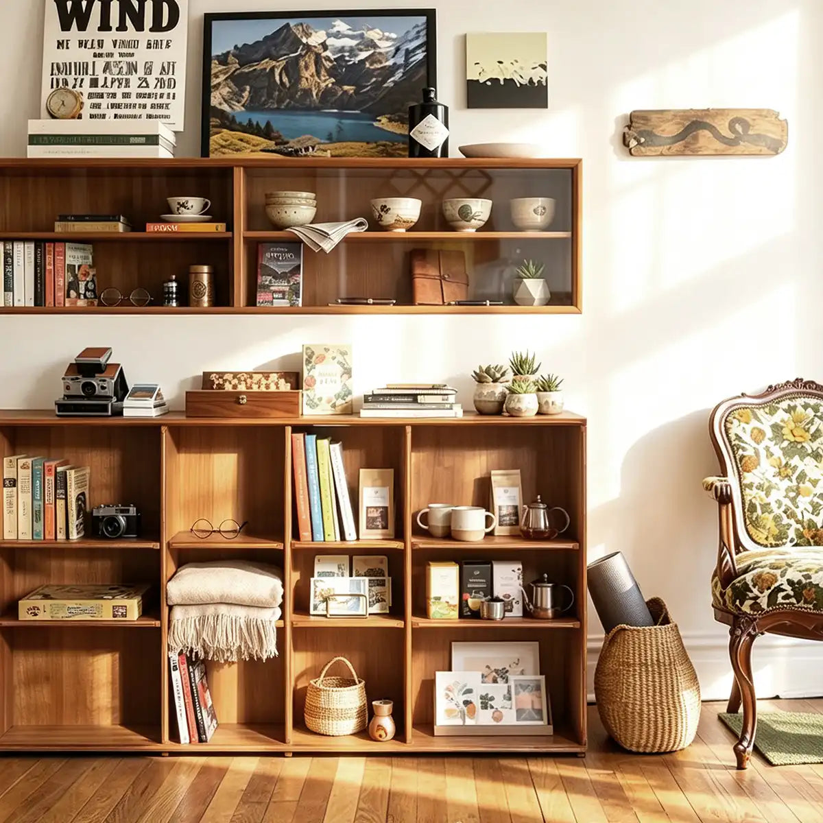 How to Style a Mid-Century Walnut Bookcase Like a Designer
