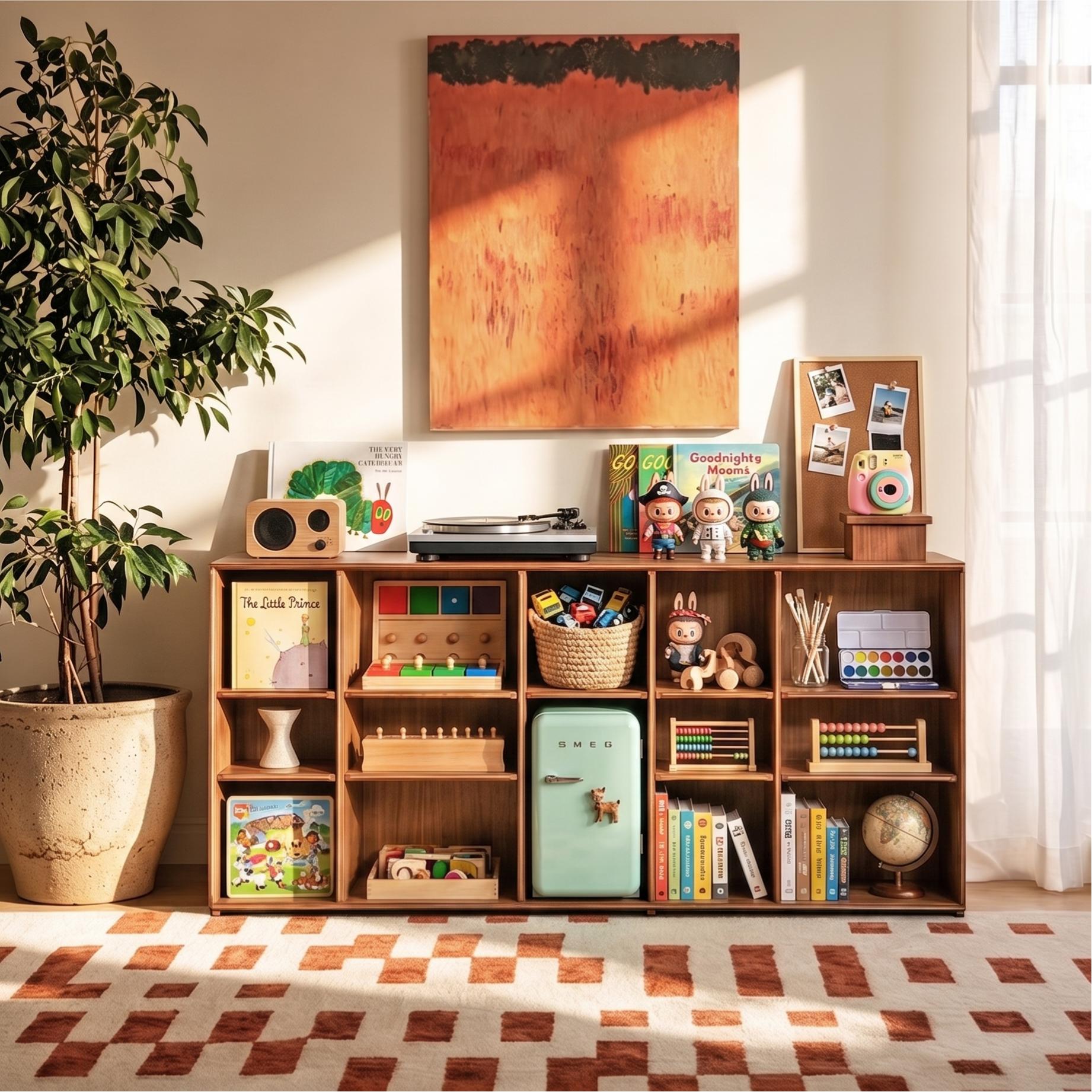 Solid Wood Bookcase for Montessori Storage KUMO HOME