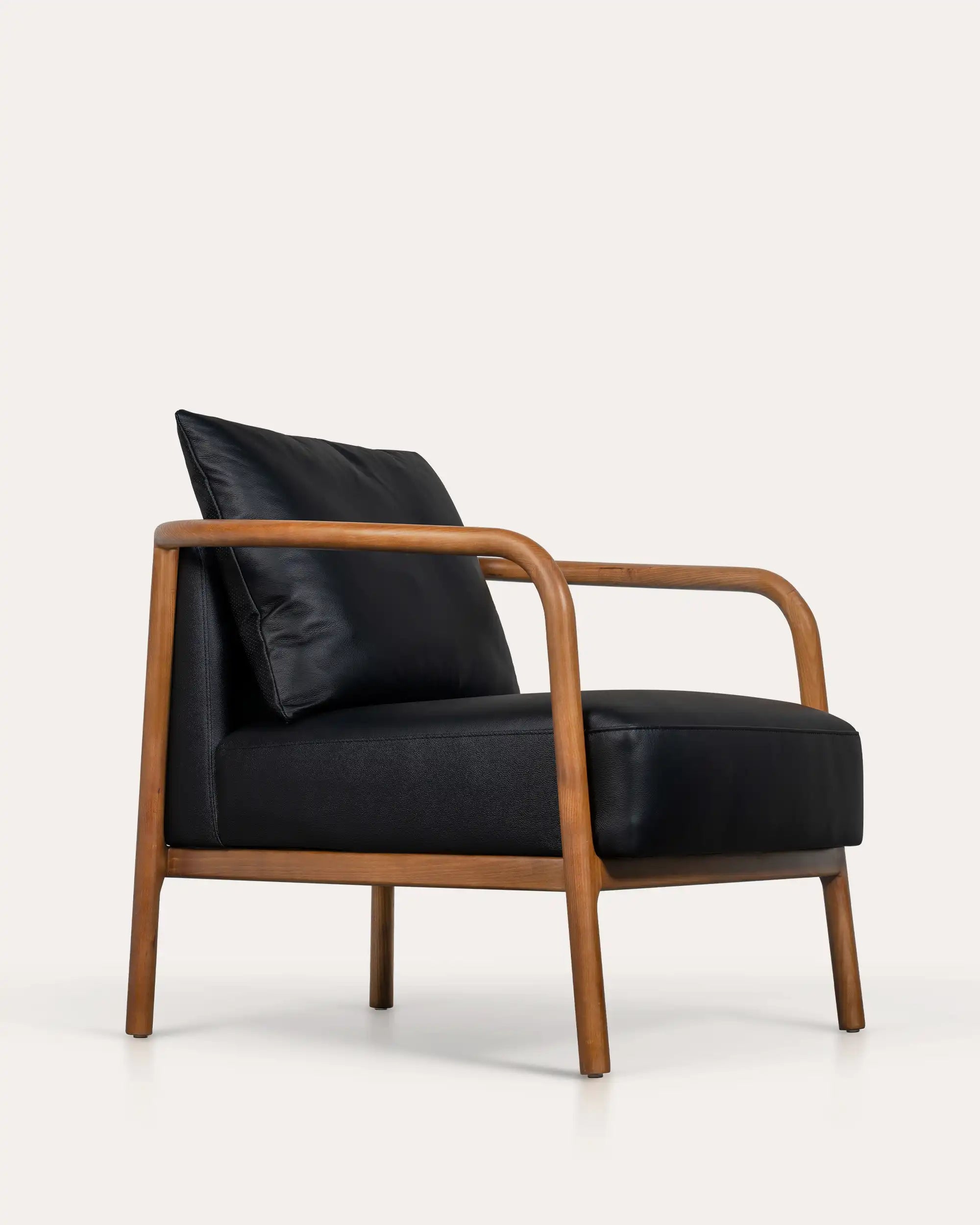 Arlo Walnut Leather Lounge Chair