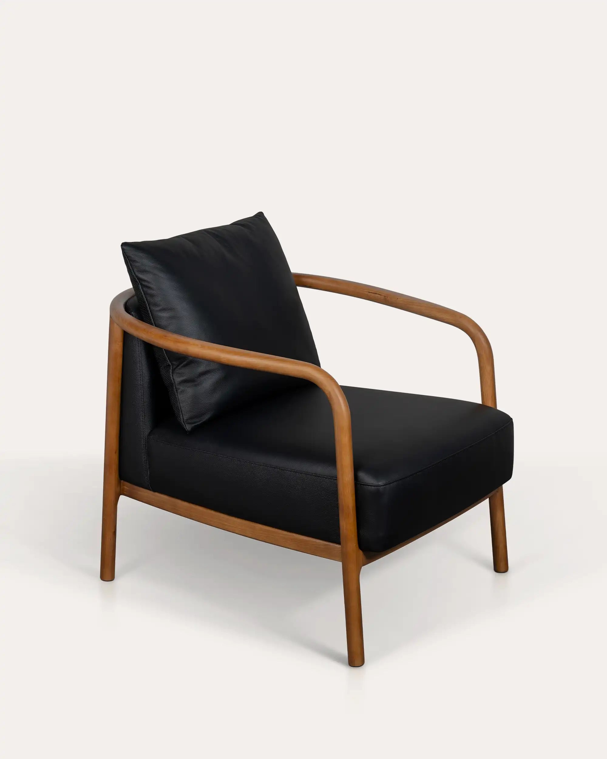 Arlo Walnut Leather Lounge Chair