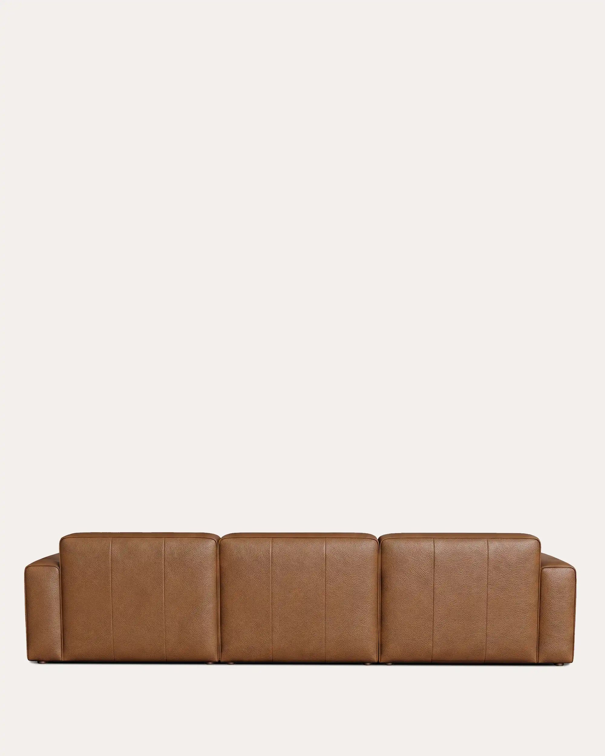 Canvas Modular Walnut Leather Sofa - 3 Seater