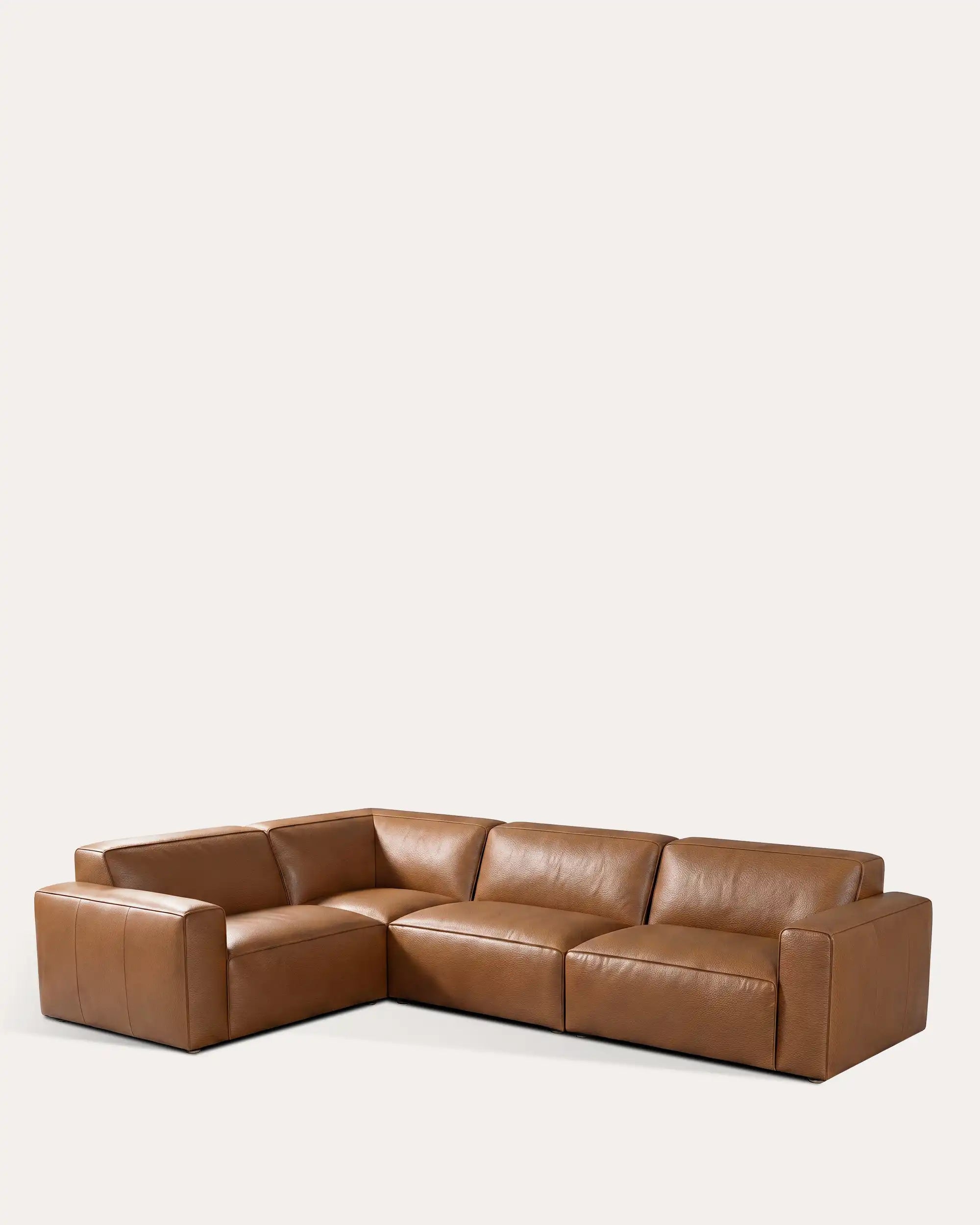Verona Modular Walnut Leather Sofa - L-shaped | | KUMO HOME