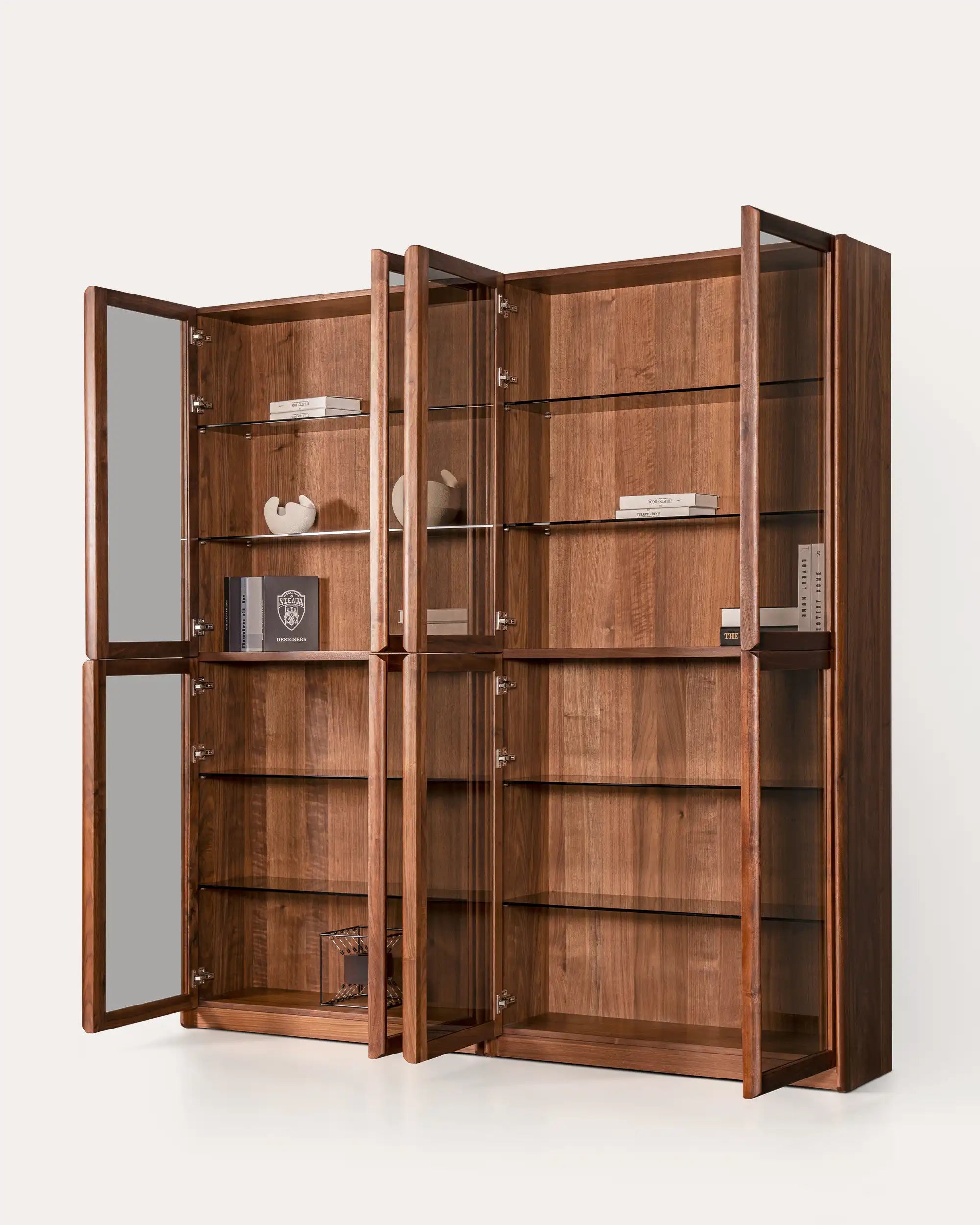 Plato Horizon Walnut & Glass Collector’s Display Cabinet | | KUMO HOME