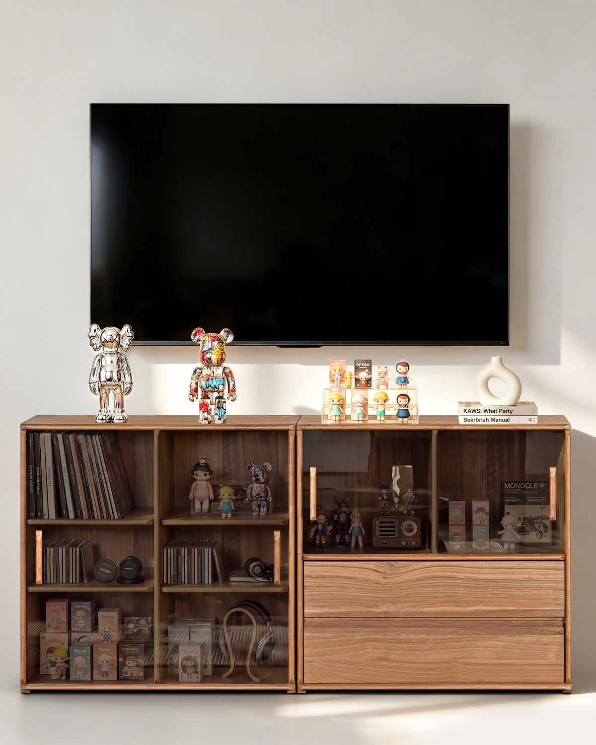 Plato Solid Wood Bookcase | Soho TV Console Set