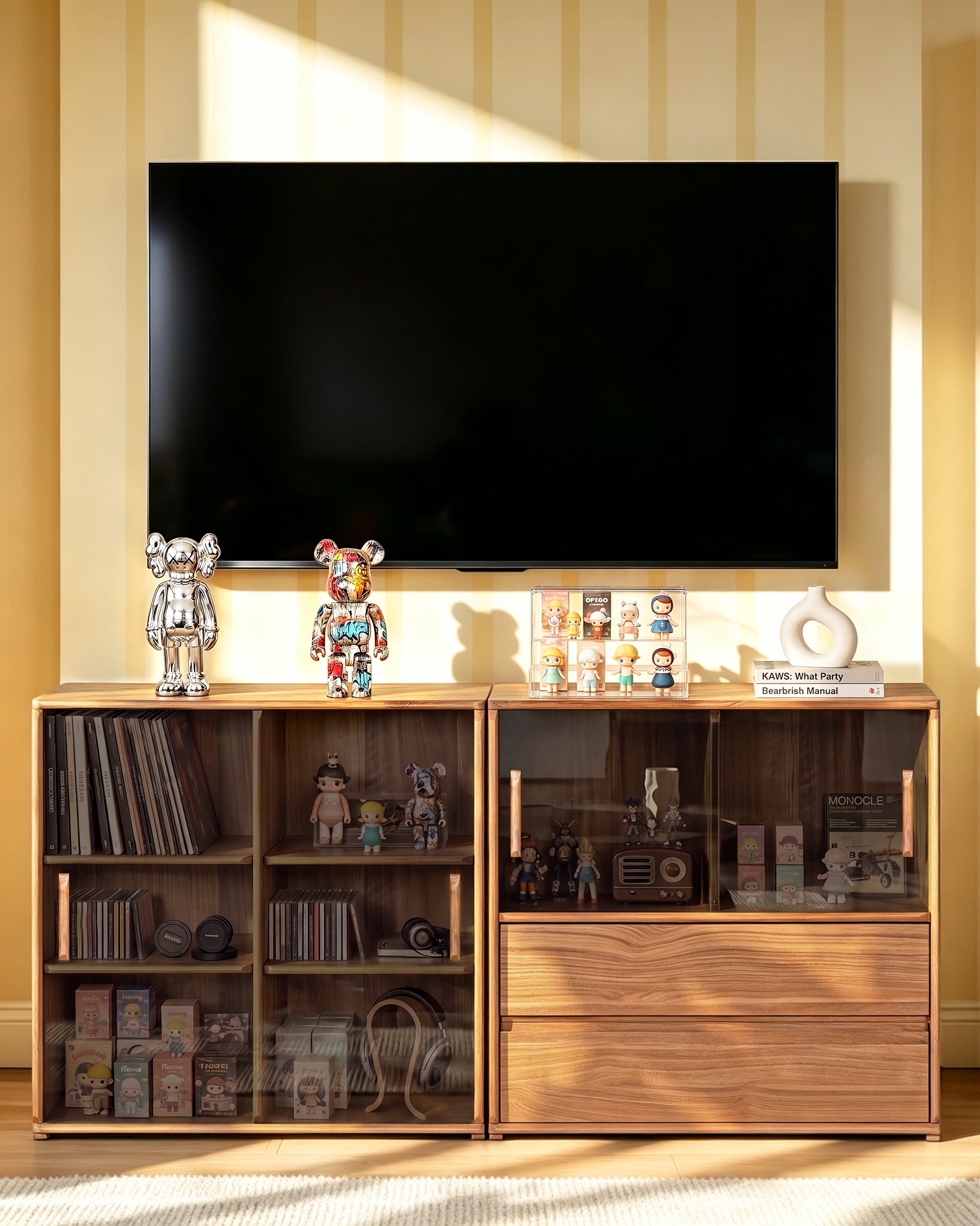 Plato Solid Wood Bookcase | Soho TV Console Set