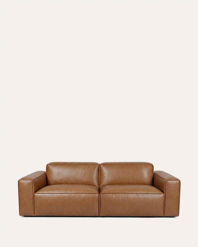 Verona Modular Walnut Leather Sofa - 3 Seater | | KUMO HOME