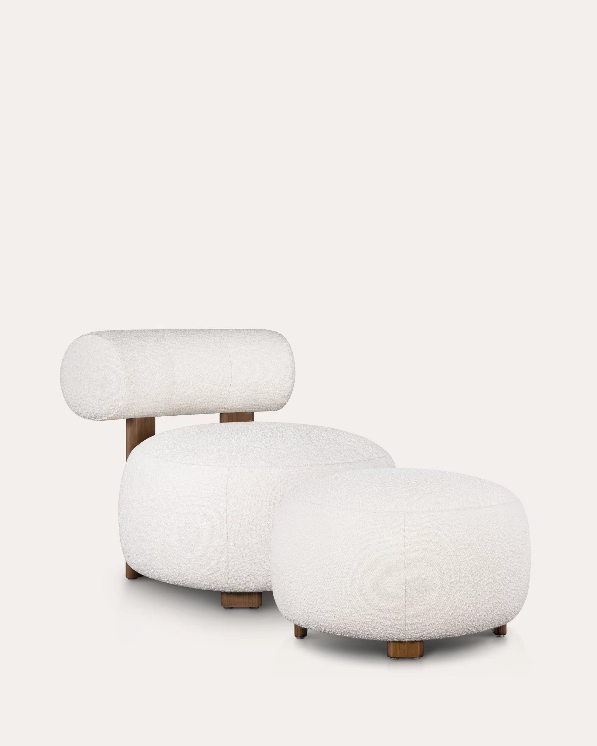 Creamy Kumo Boucle Chair With Ottoman